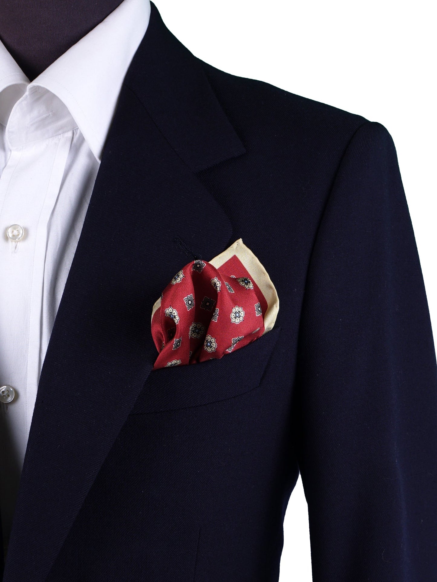 Red Pocket Square in Pure Printed Silk KARMA