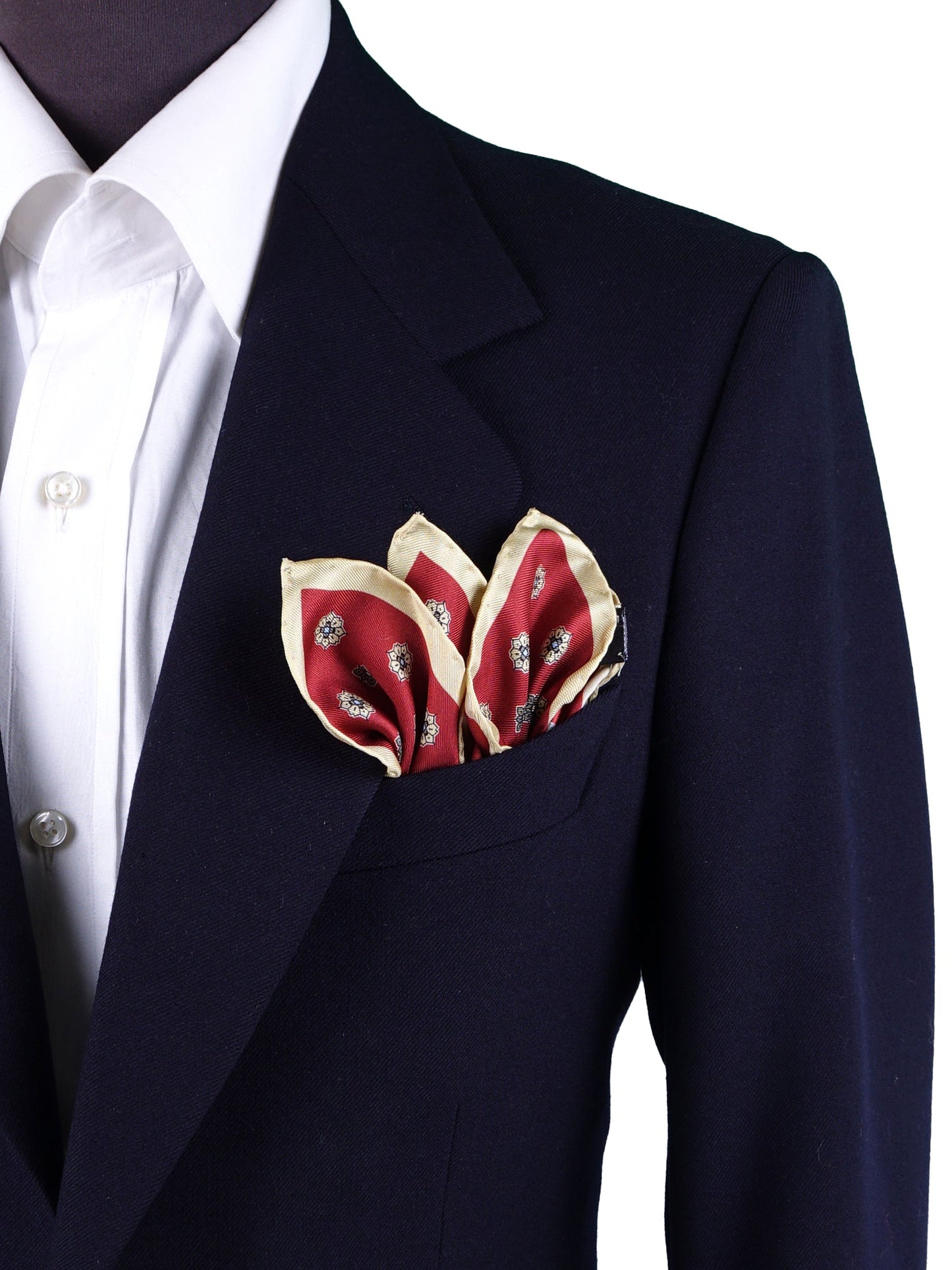 Red Pocket Square in Pure Printed Silk KARMA