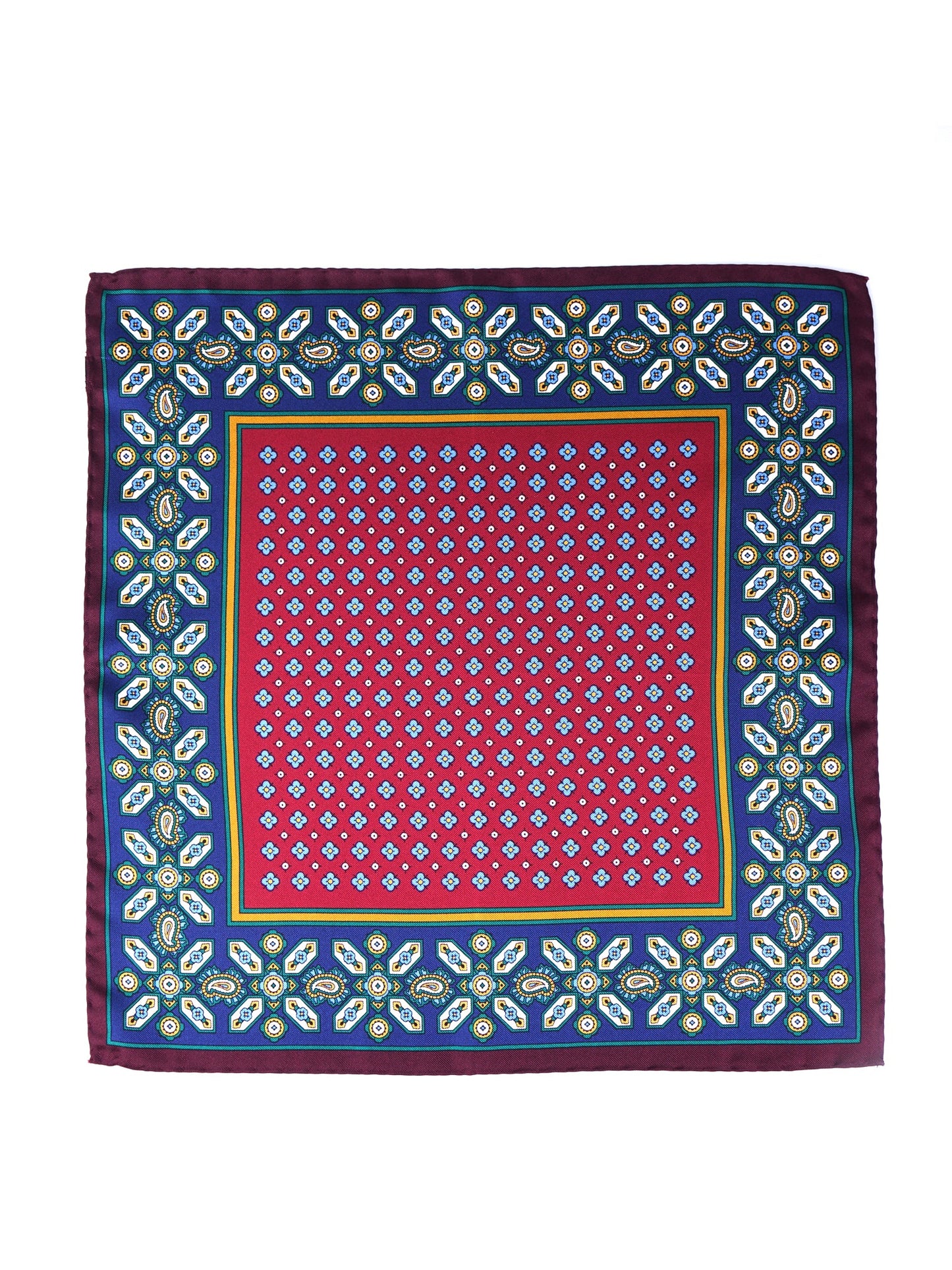 Red Pocket Square in Pure Printed Silk ROSARIO