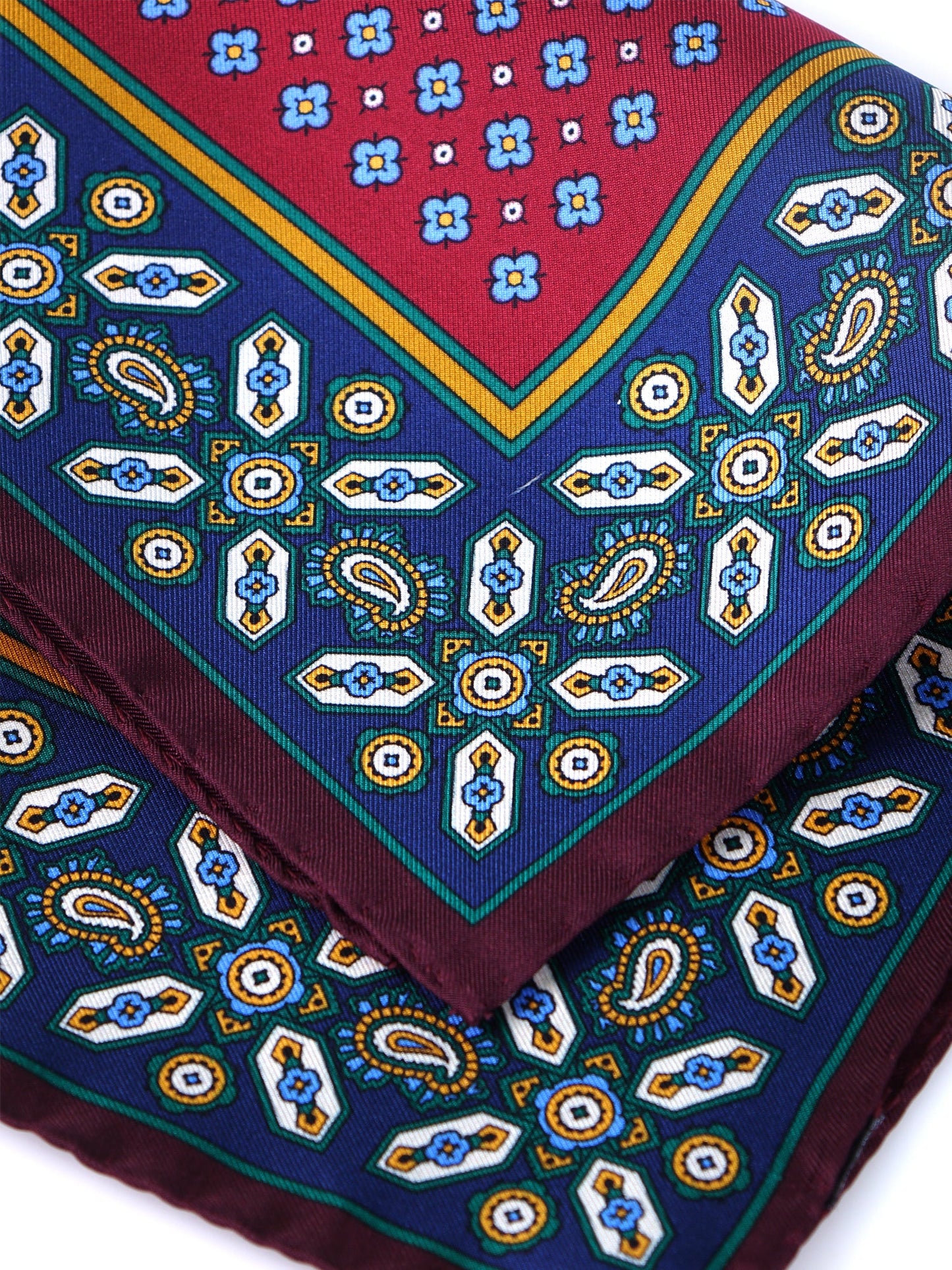 Red Pocket Square in Pure Printed Silk ROSARIO
