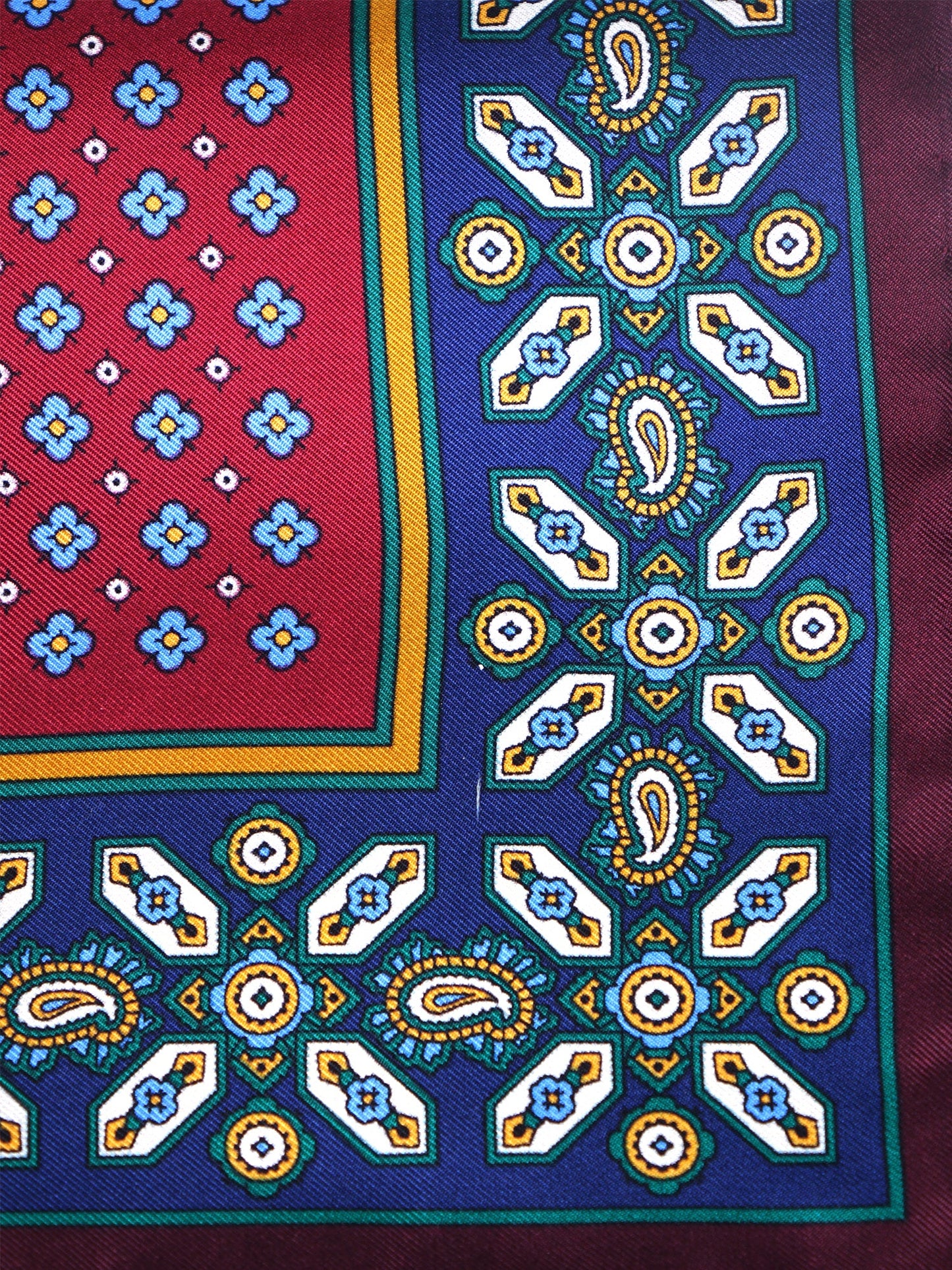 Red Pocket Square in Pure Printed Silk ROSARIO