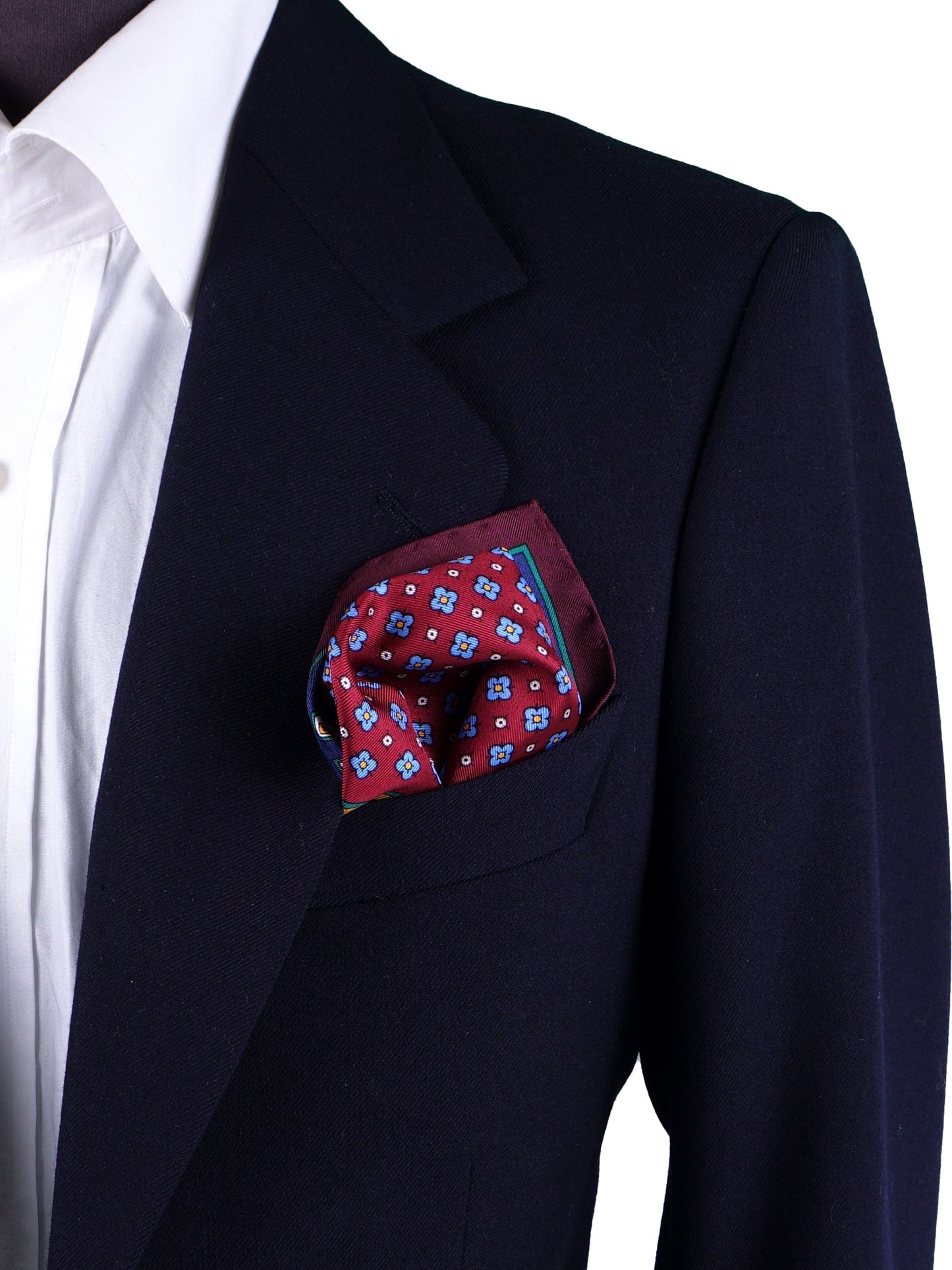 Red Pocket Square in Pure Printed Silk ROSARIO