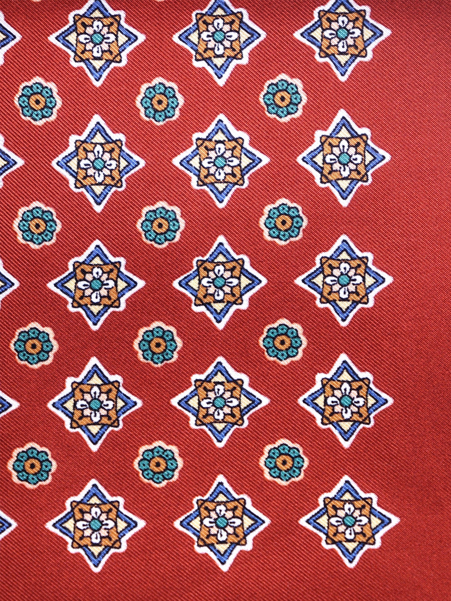 Rust Pocket Square in Pure Printed Silk HOFFMAN