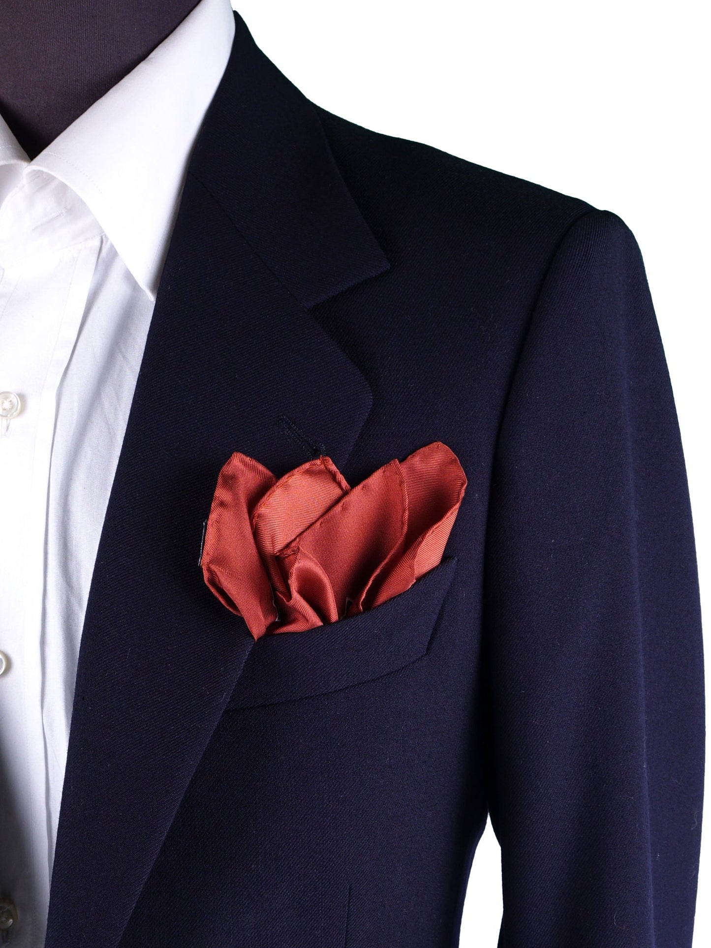 Rust Pocket Square in Pure Printed Silk HOFFMAN