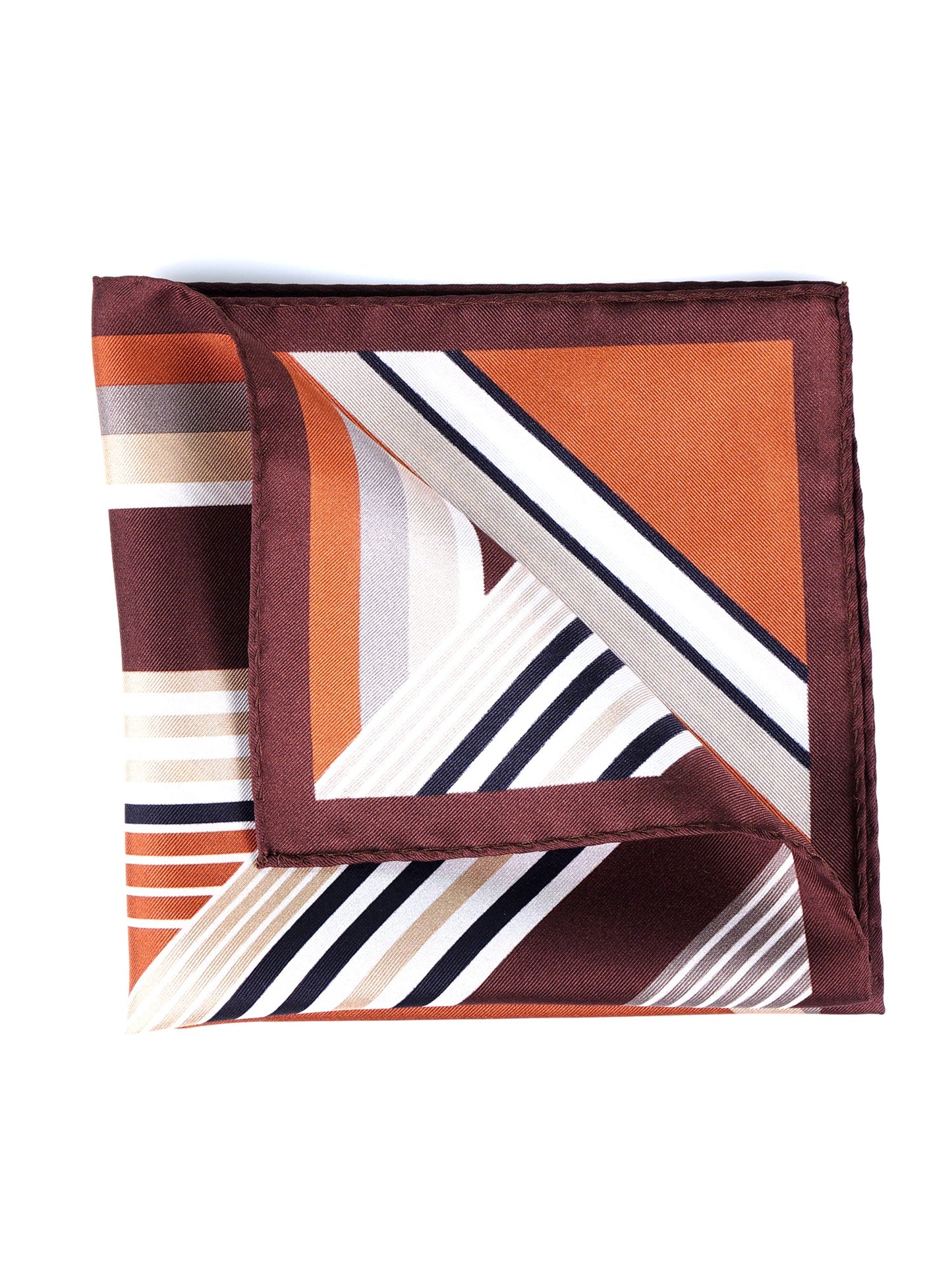 Rust Pocket Square in Pure Printed Silk HOLLY