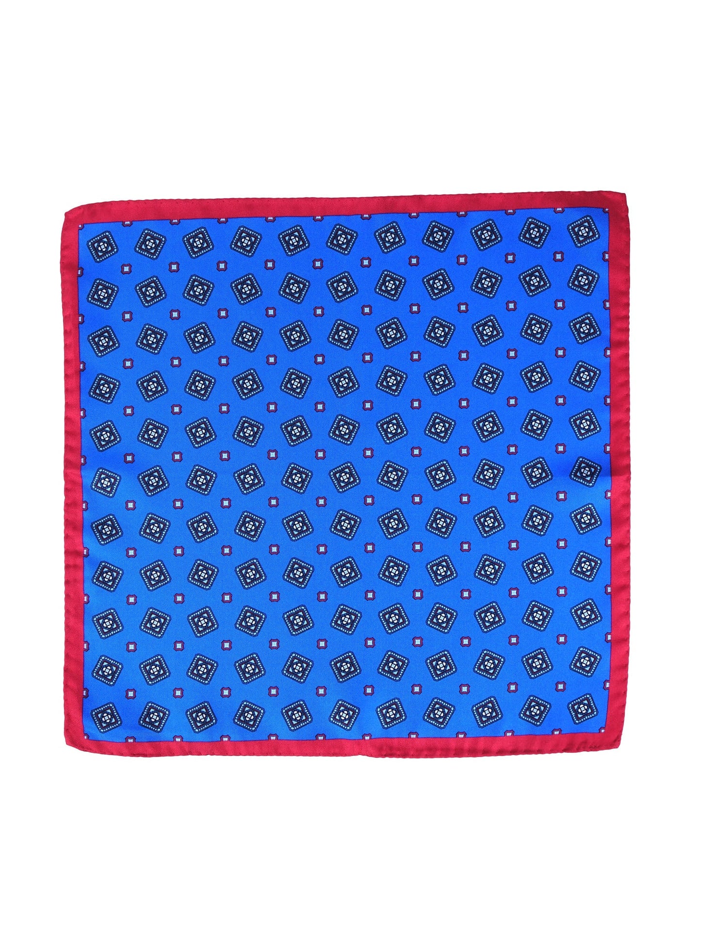 Electric blue silk printed pocket square ELIA