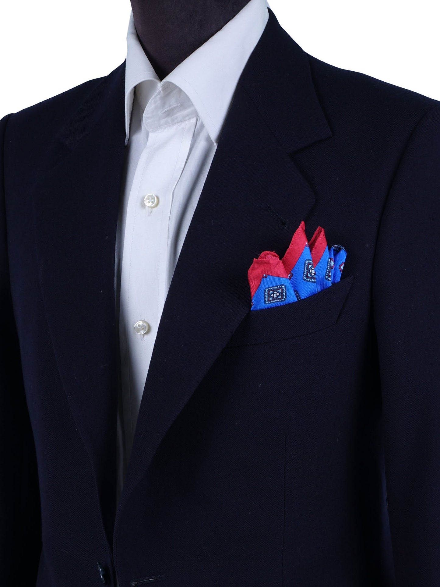 Electric blue silk printed pocket square ELIA