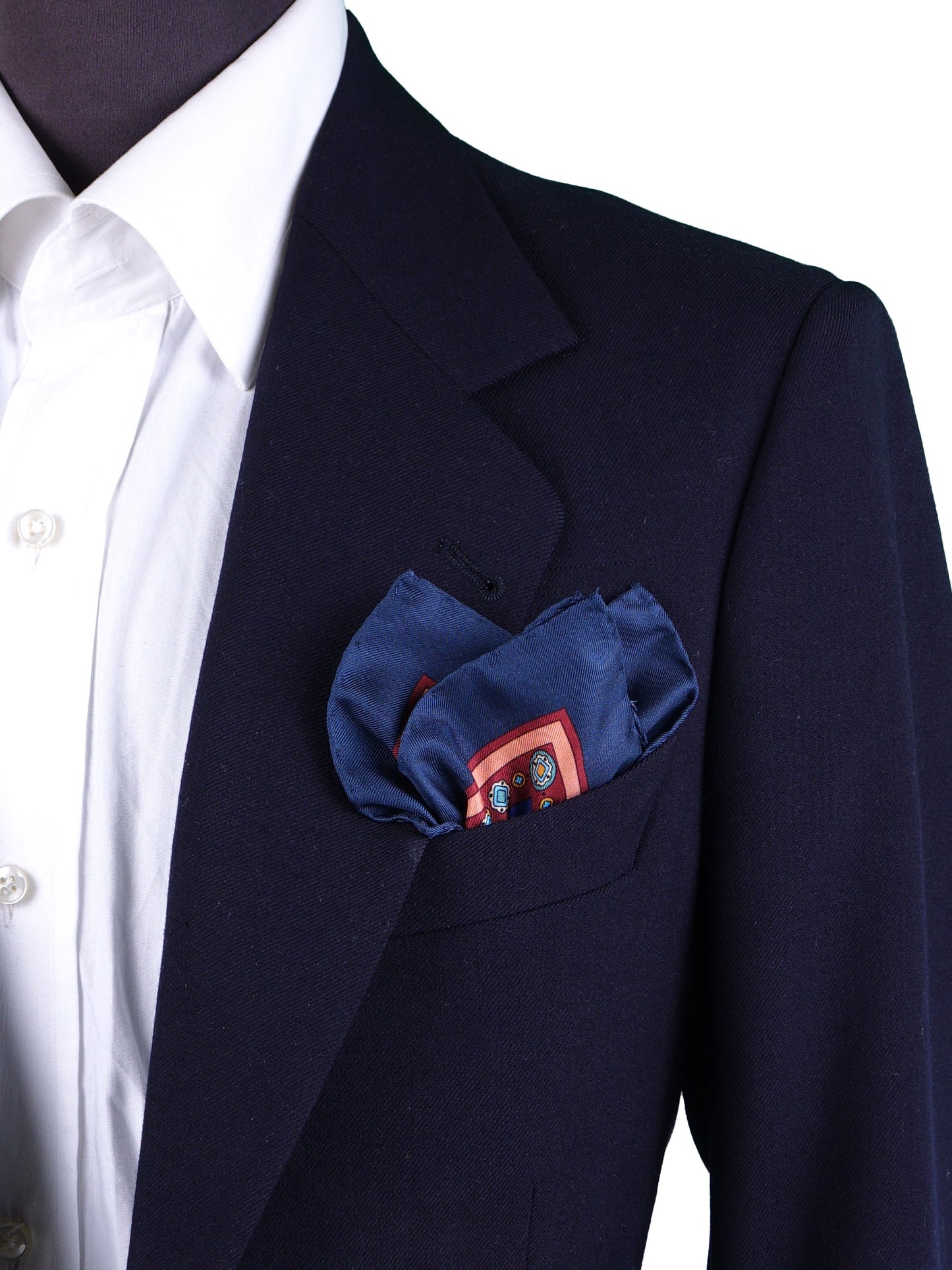 Electric Blue Pocket Square in Pure Printed Silk MAFFEI