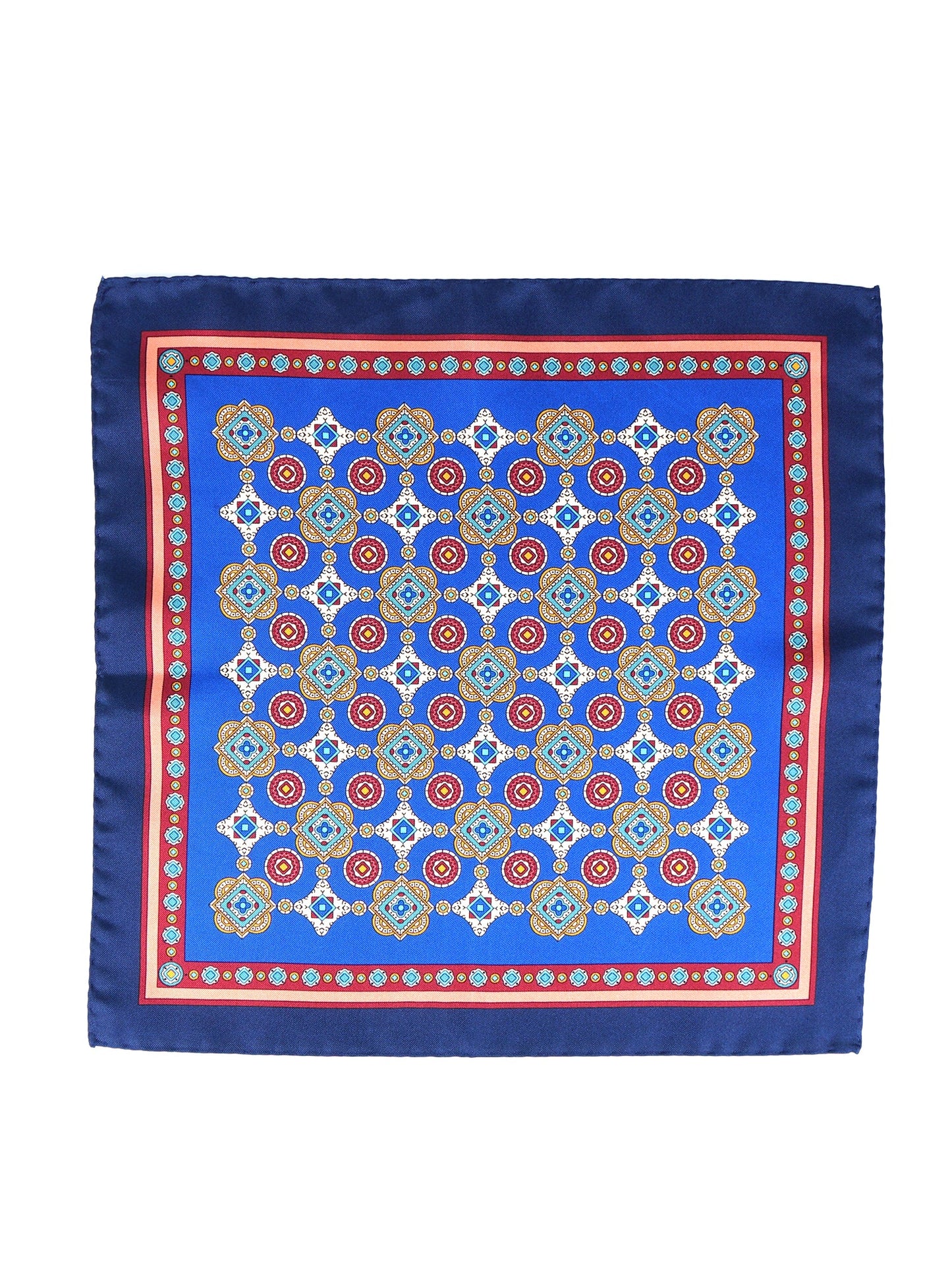 Electric Blue Pocket Square in Pure Printed Silk MAFFEI