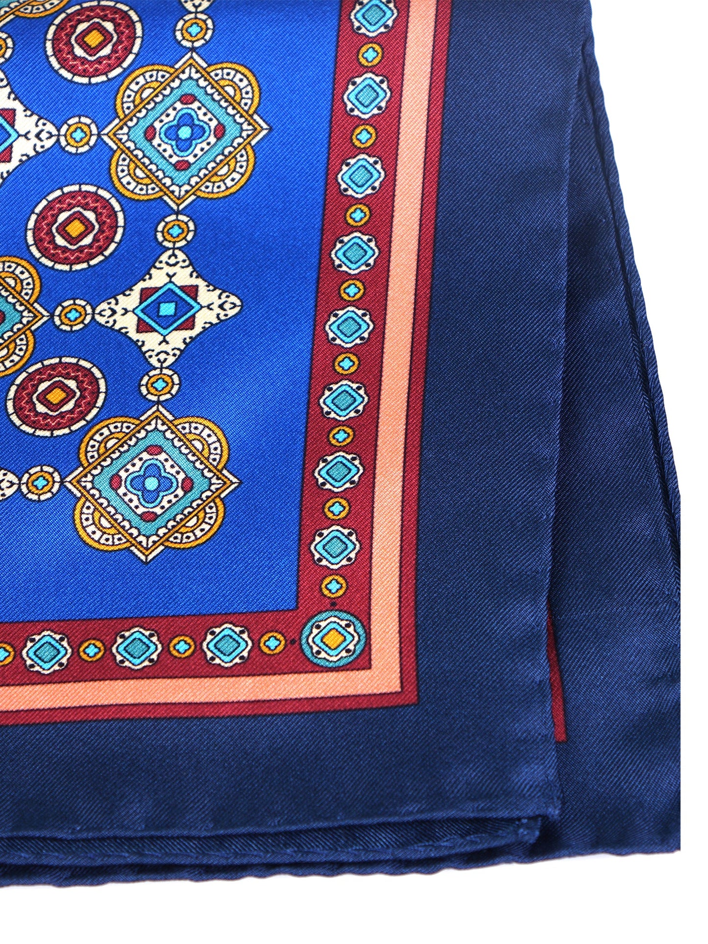 Electric Blue Pocket Square in Pure Printed Silk MAFFEI