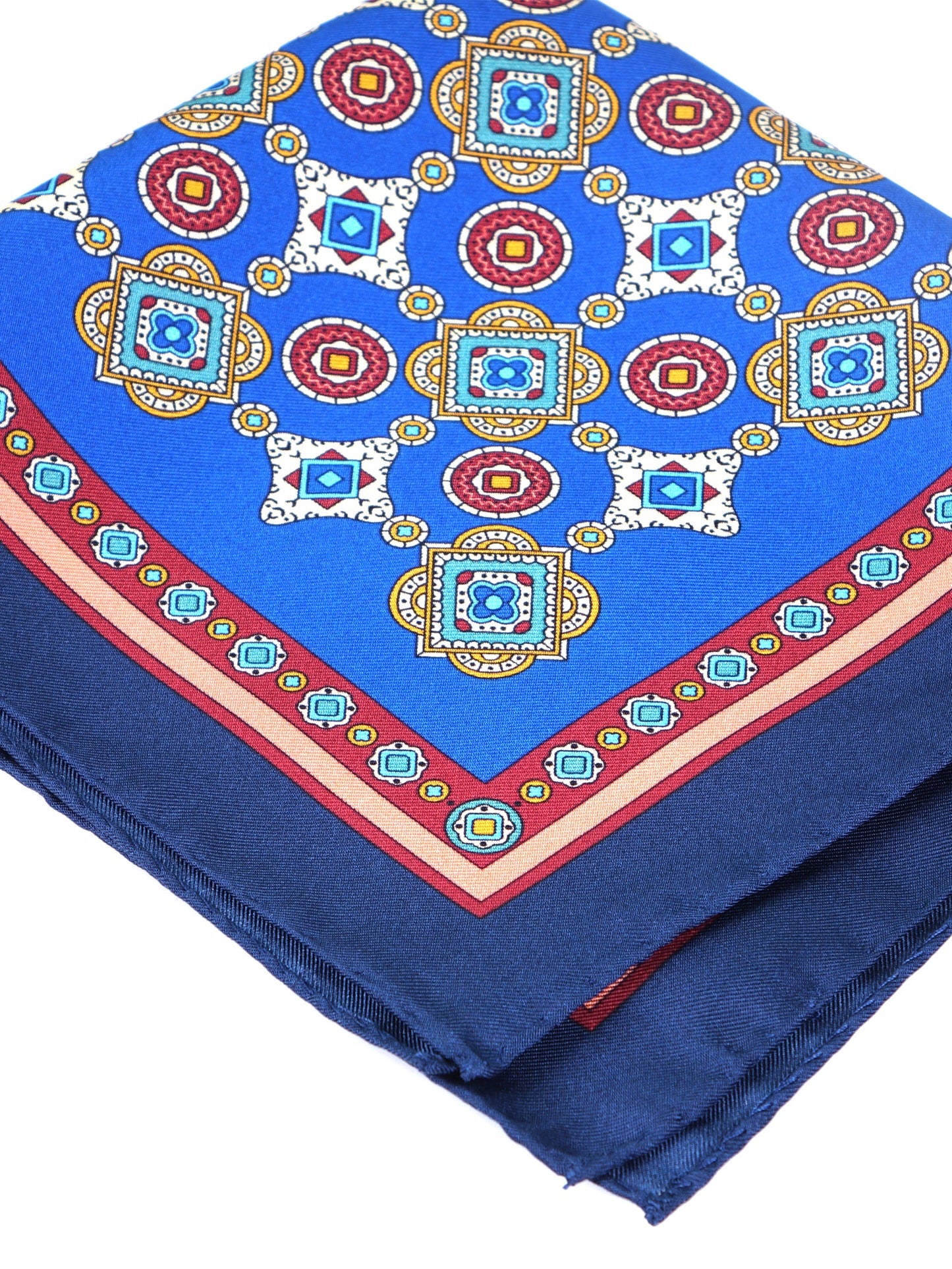 Electric Blue Pocket Square in Pure Printed Silk MAFFEI