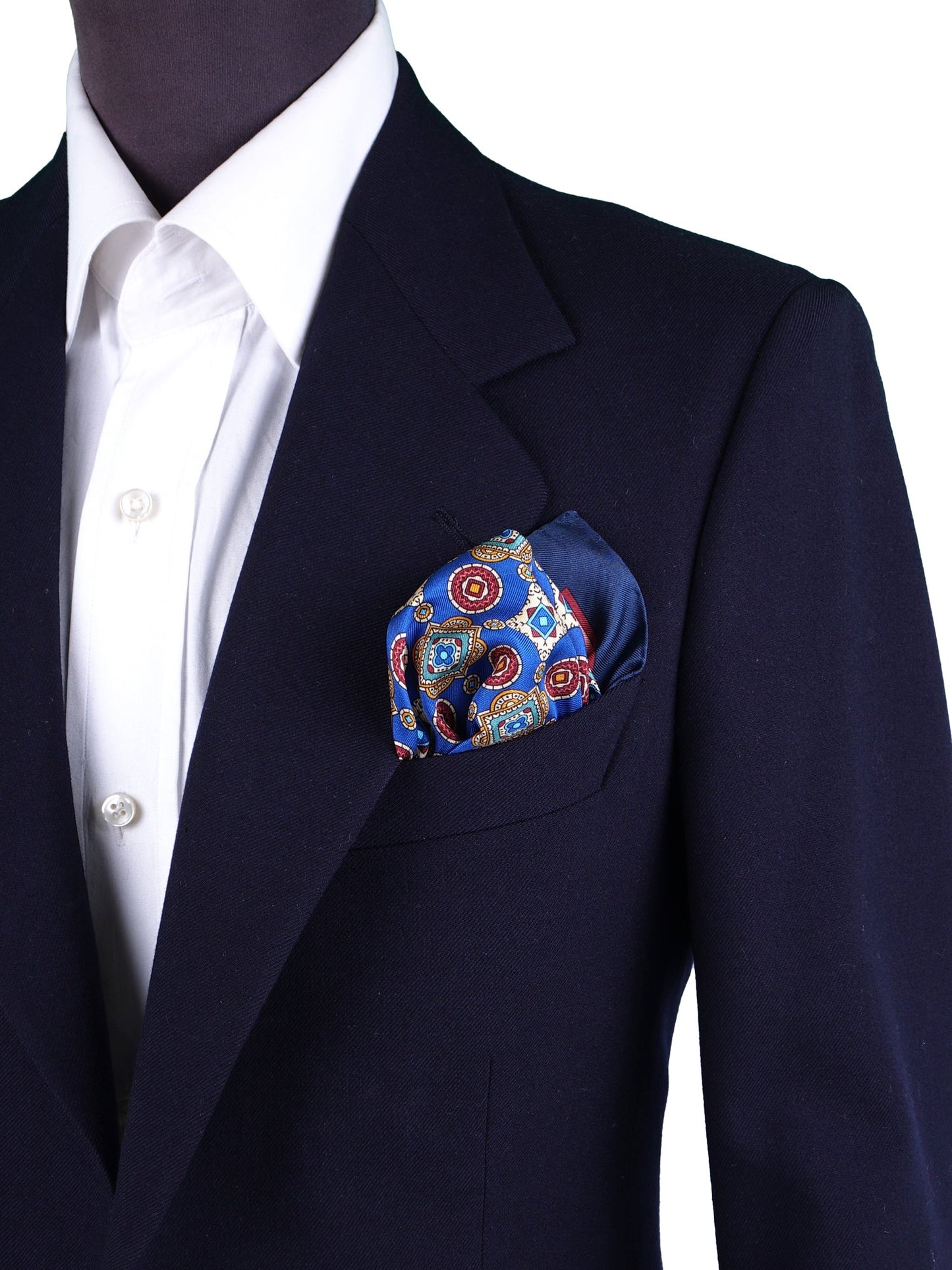 Electric Blue Pocket Square in Pure Printed Silk MAFFEI