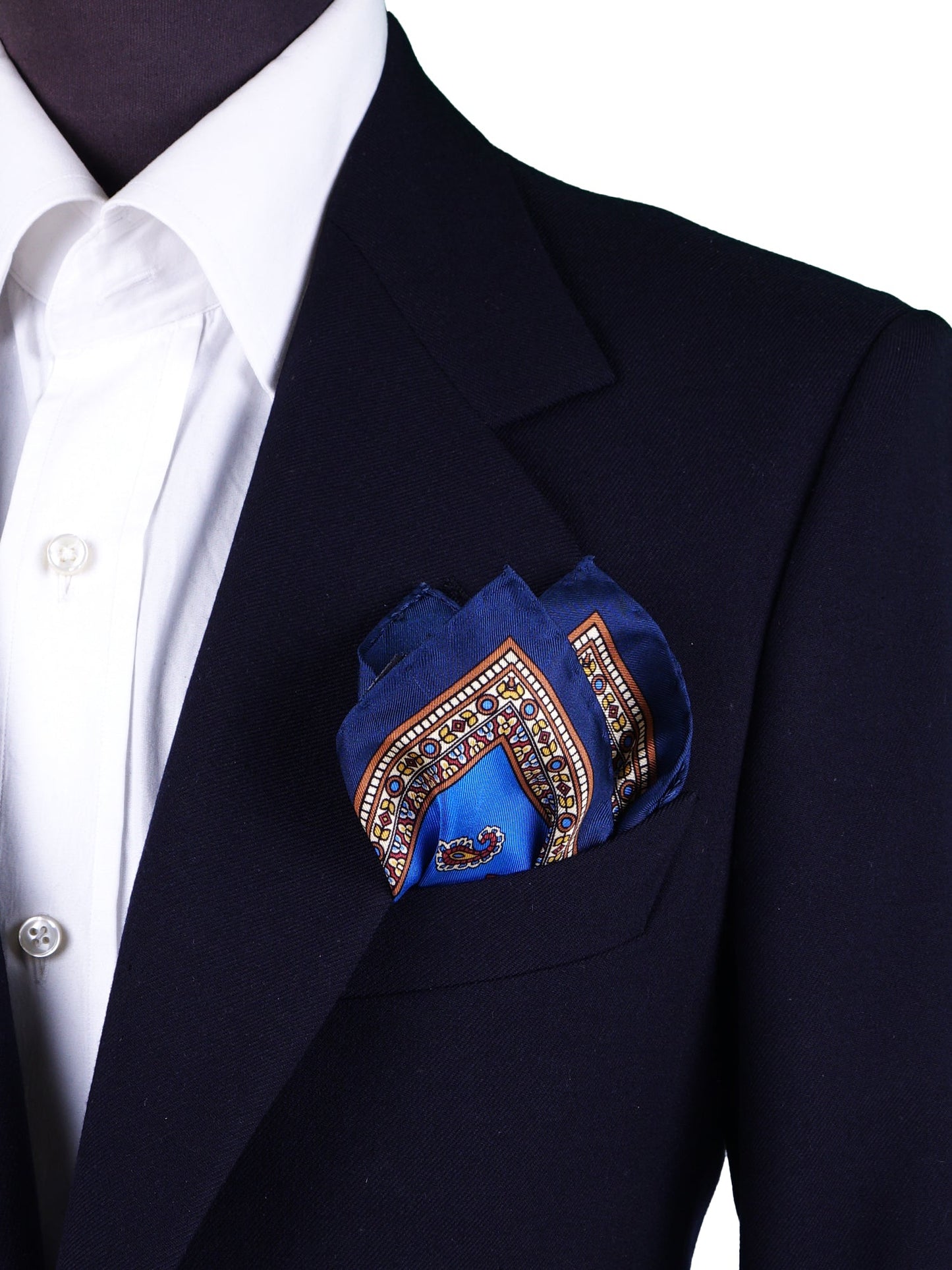 Electric blue silk pocket square MILAGO