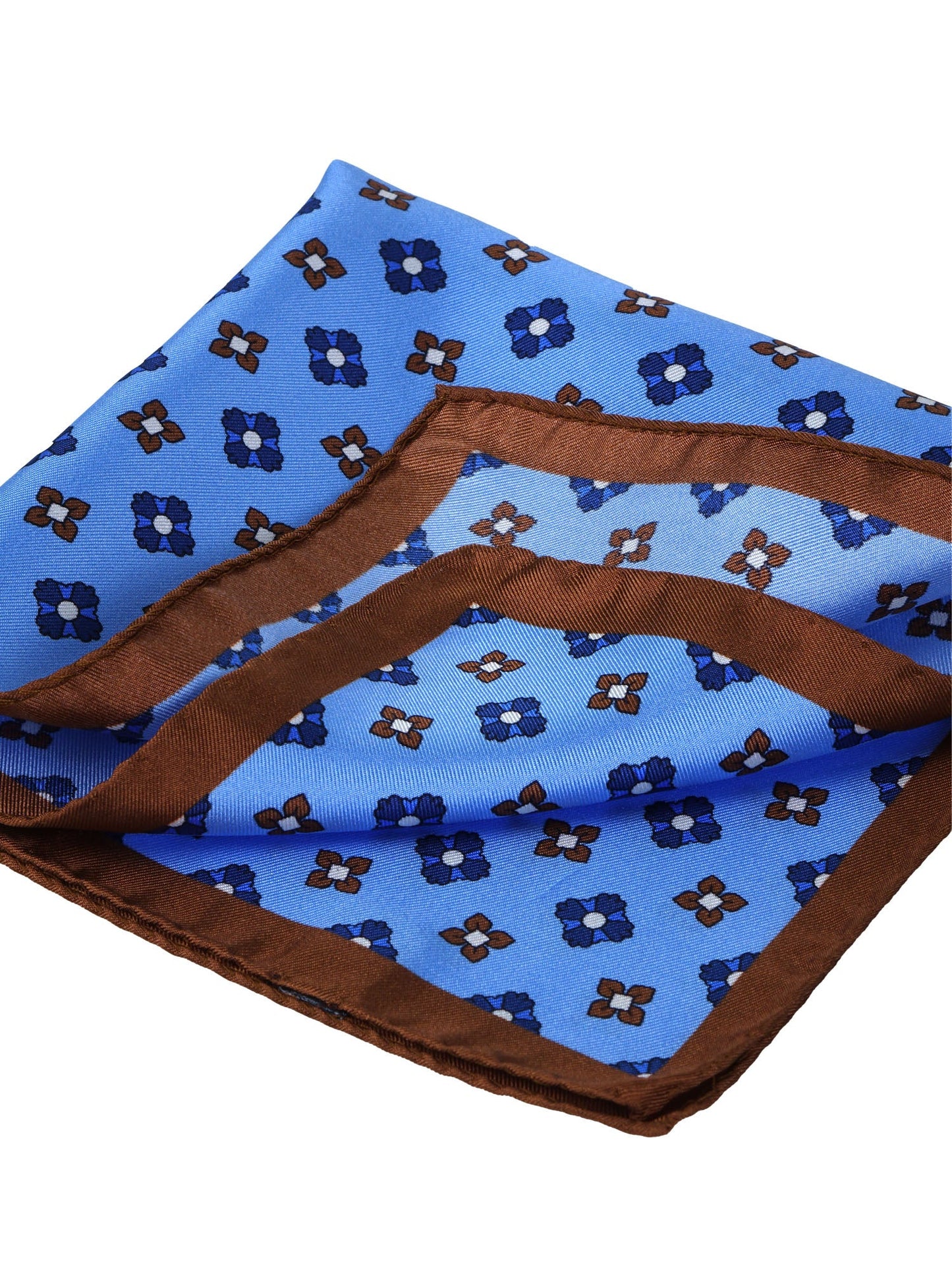 Light blue silk printed pocket square ENEA