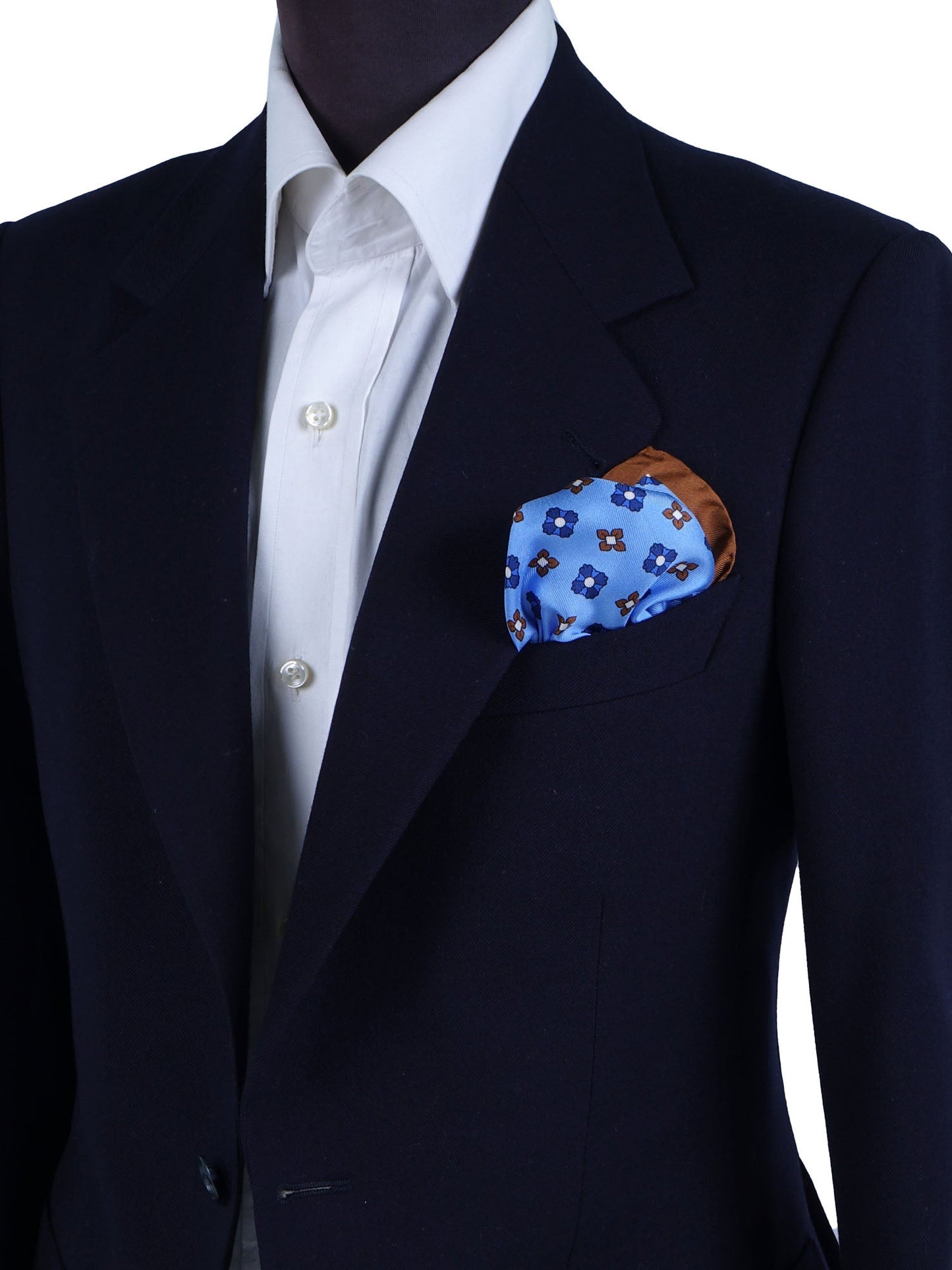 Light blue silk printed pocket square ENEA