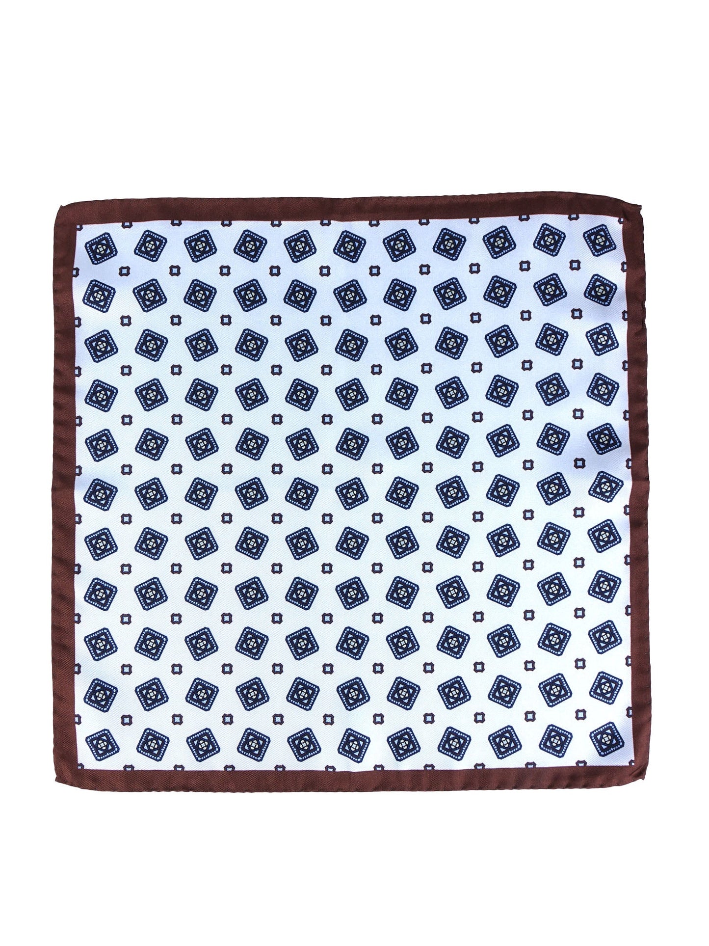 White Pocket Square in Pure Printed Silk ELIA