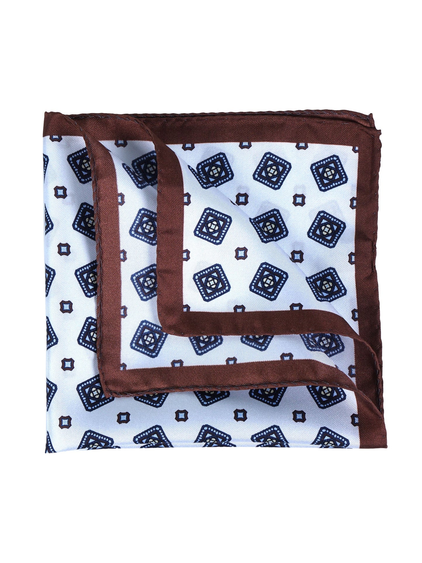 White Pocket Square in Pure Printed Silk ELIA