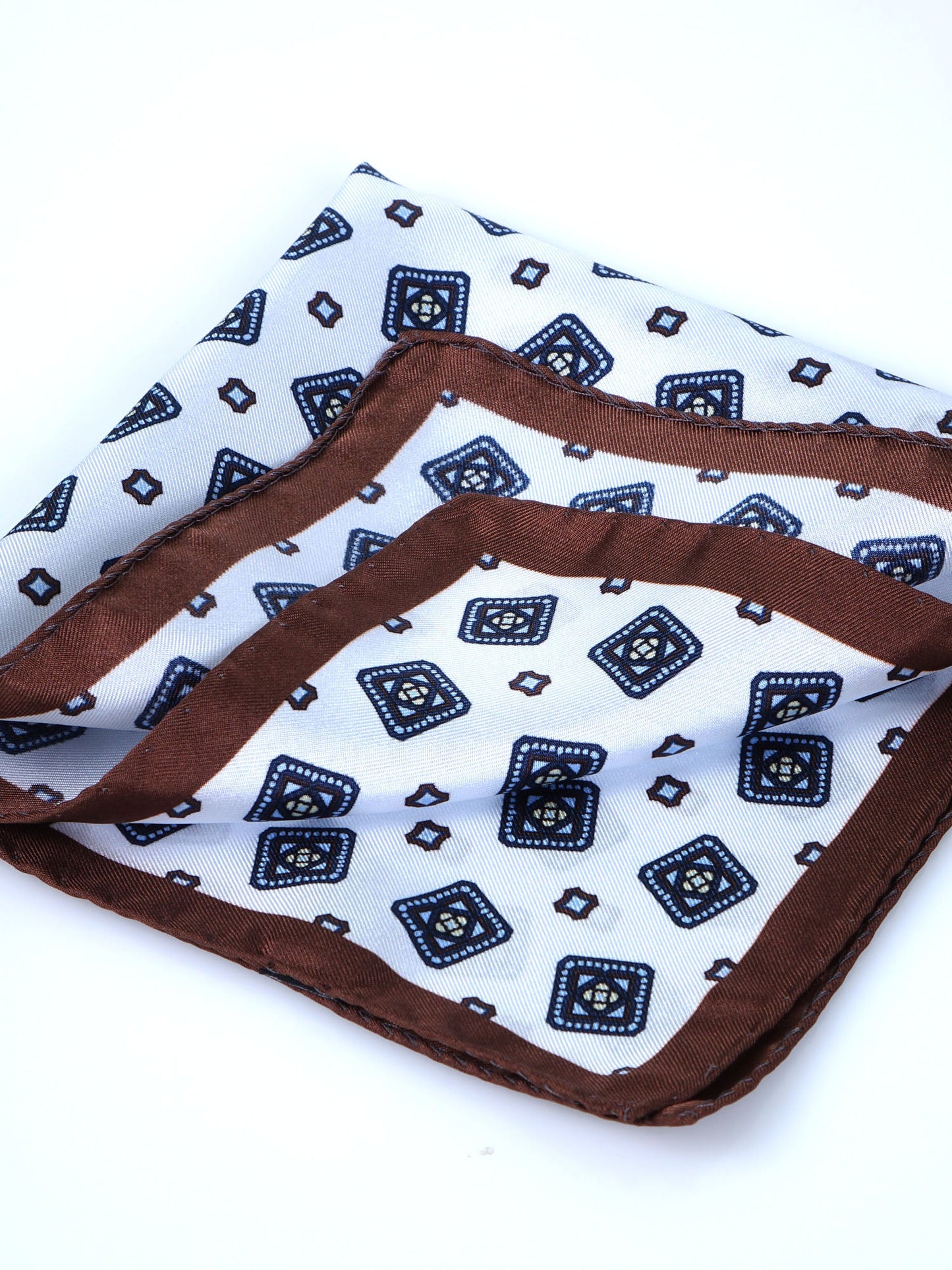 White Pocket Square in Pure Printed Silk ELIA