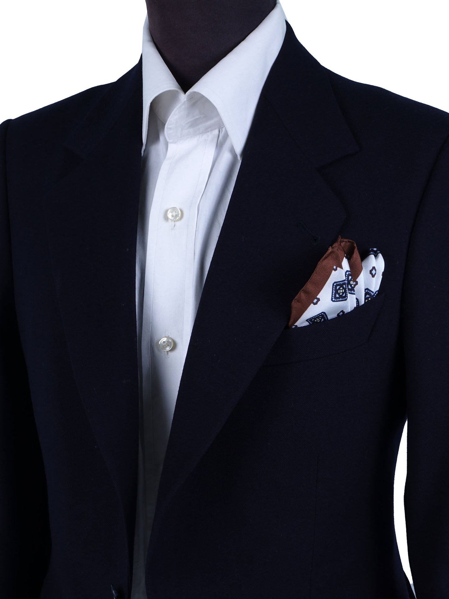 White Pocket Square in Pure Printed Silk ELIA