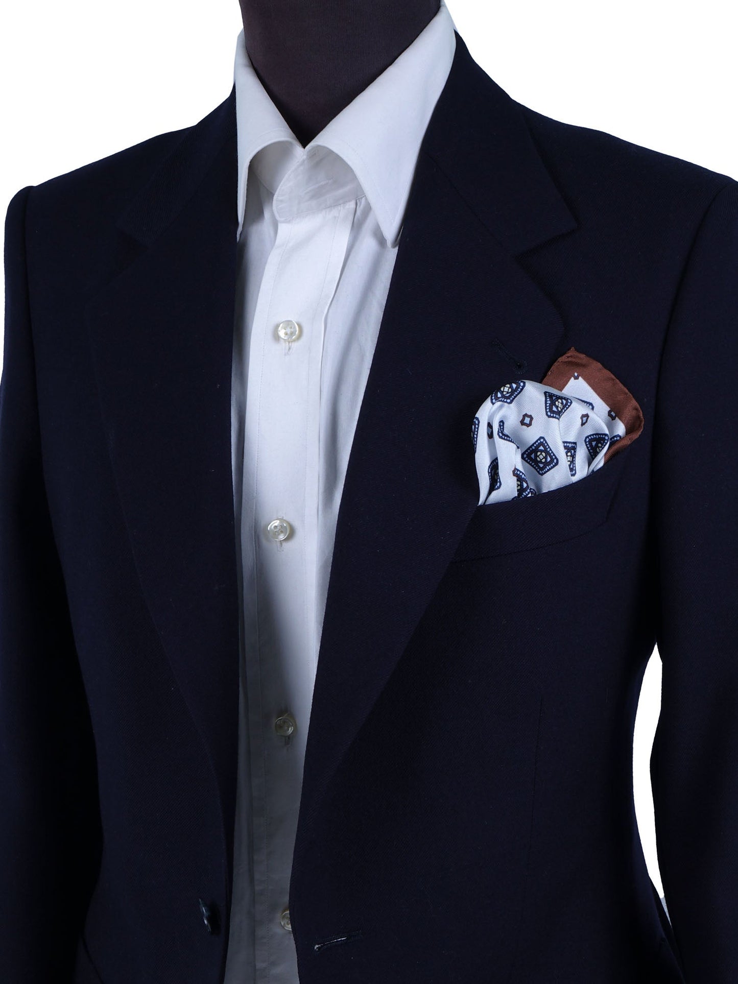 White Pocket Square in Pure Printed Silk ELIA