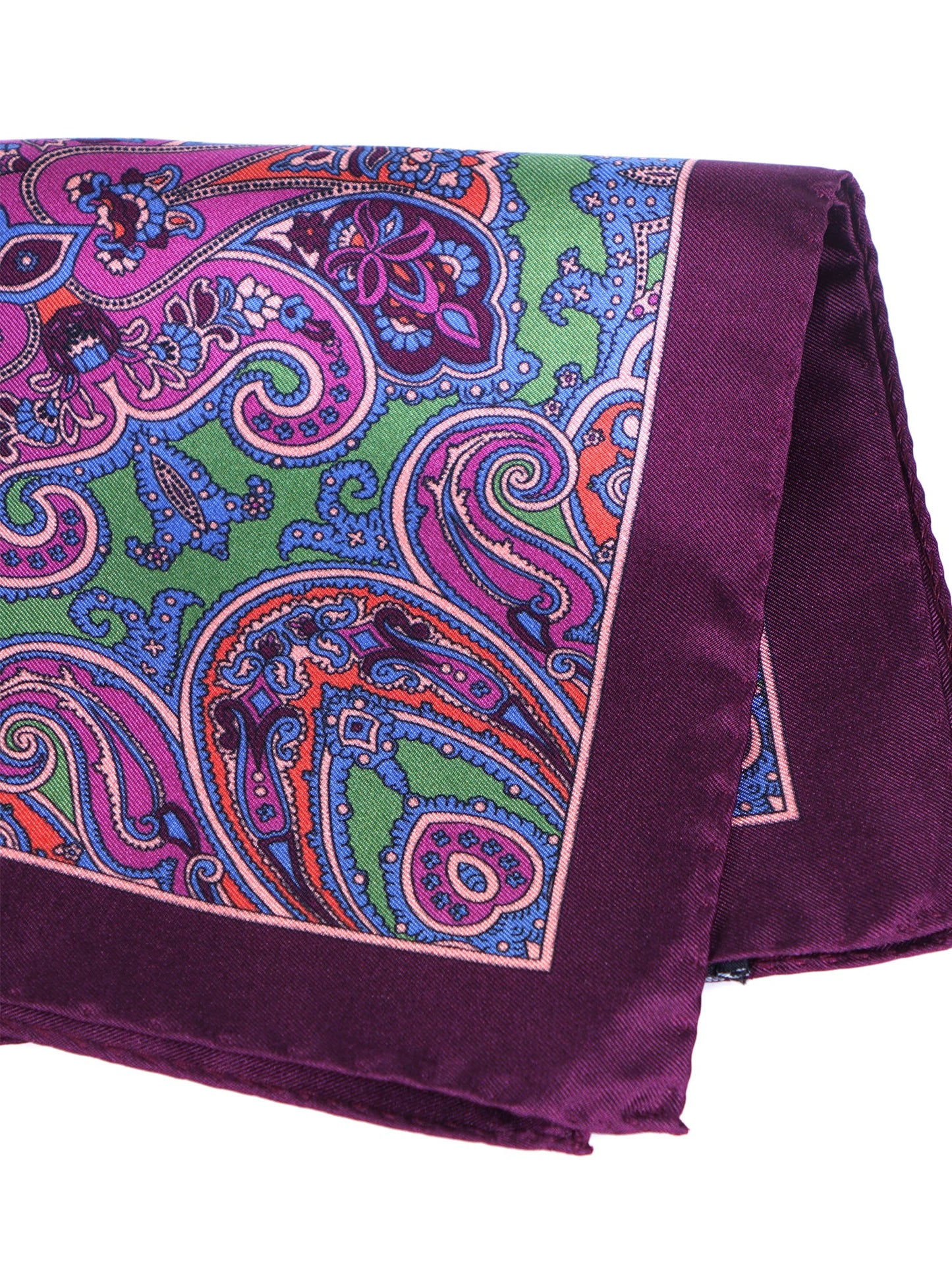 Wine Colored Pocket Square in Pure Printed Silk GERARDO