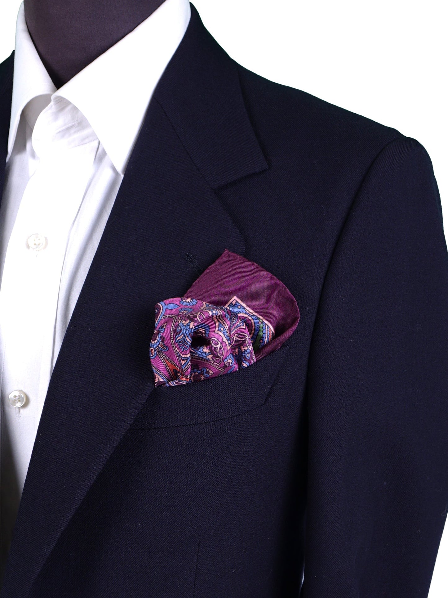 Wine Colored Pocket Square in Pure Printed Silk GERARDO
