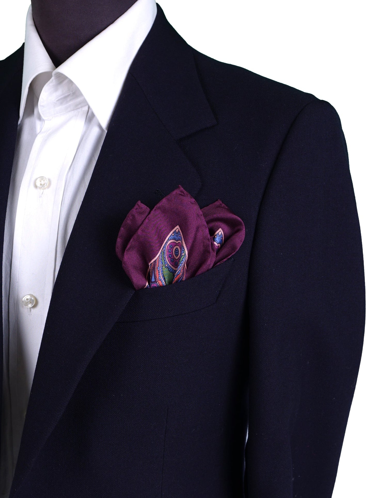Wine Colored Pocket Square in Pure Printed Silk GERARDO
