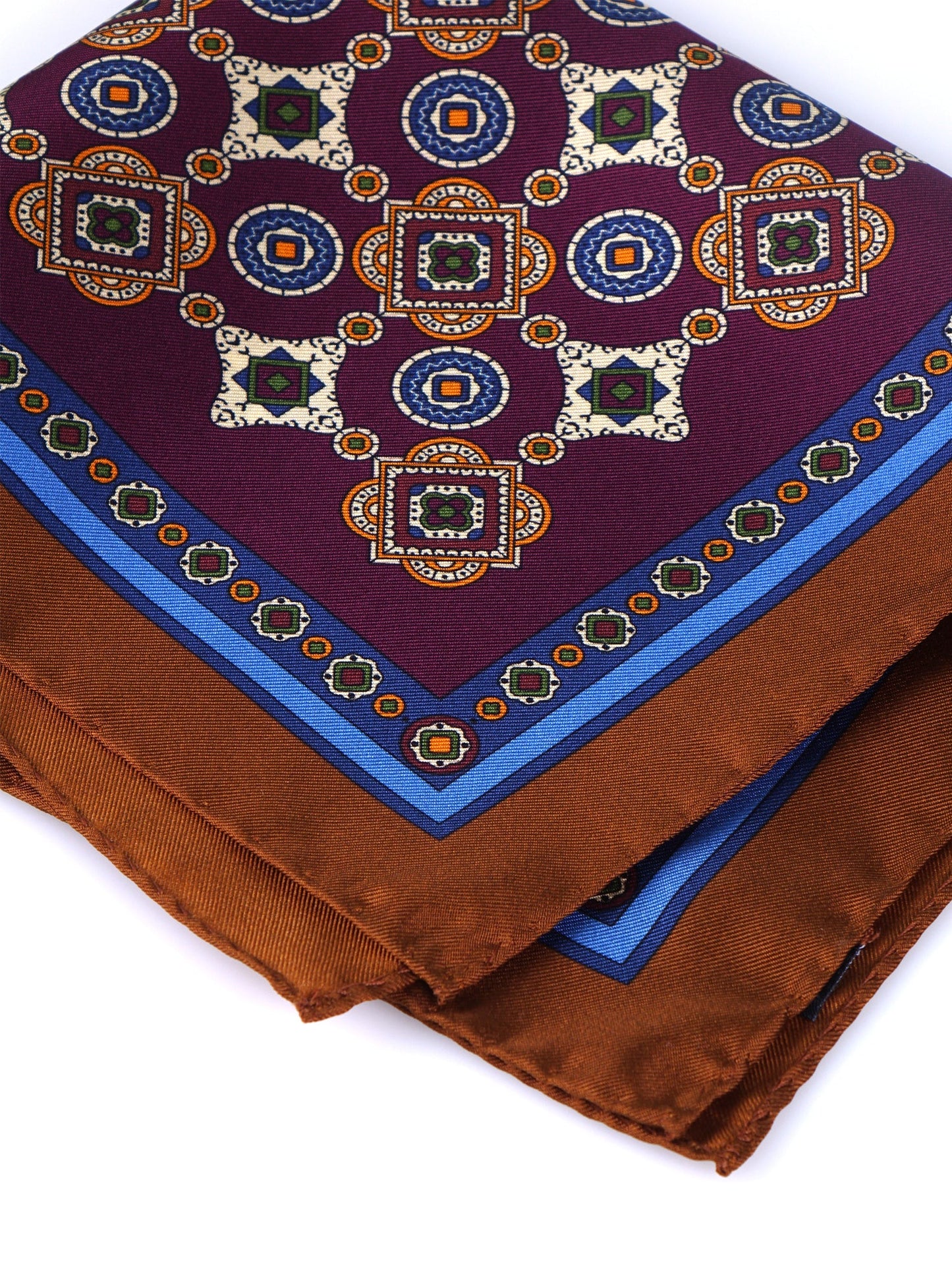 Burgundy Pocket Square in Pure Printed Silk MAFFEI