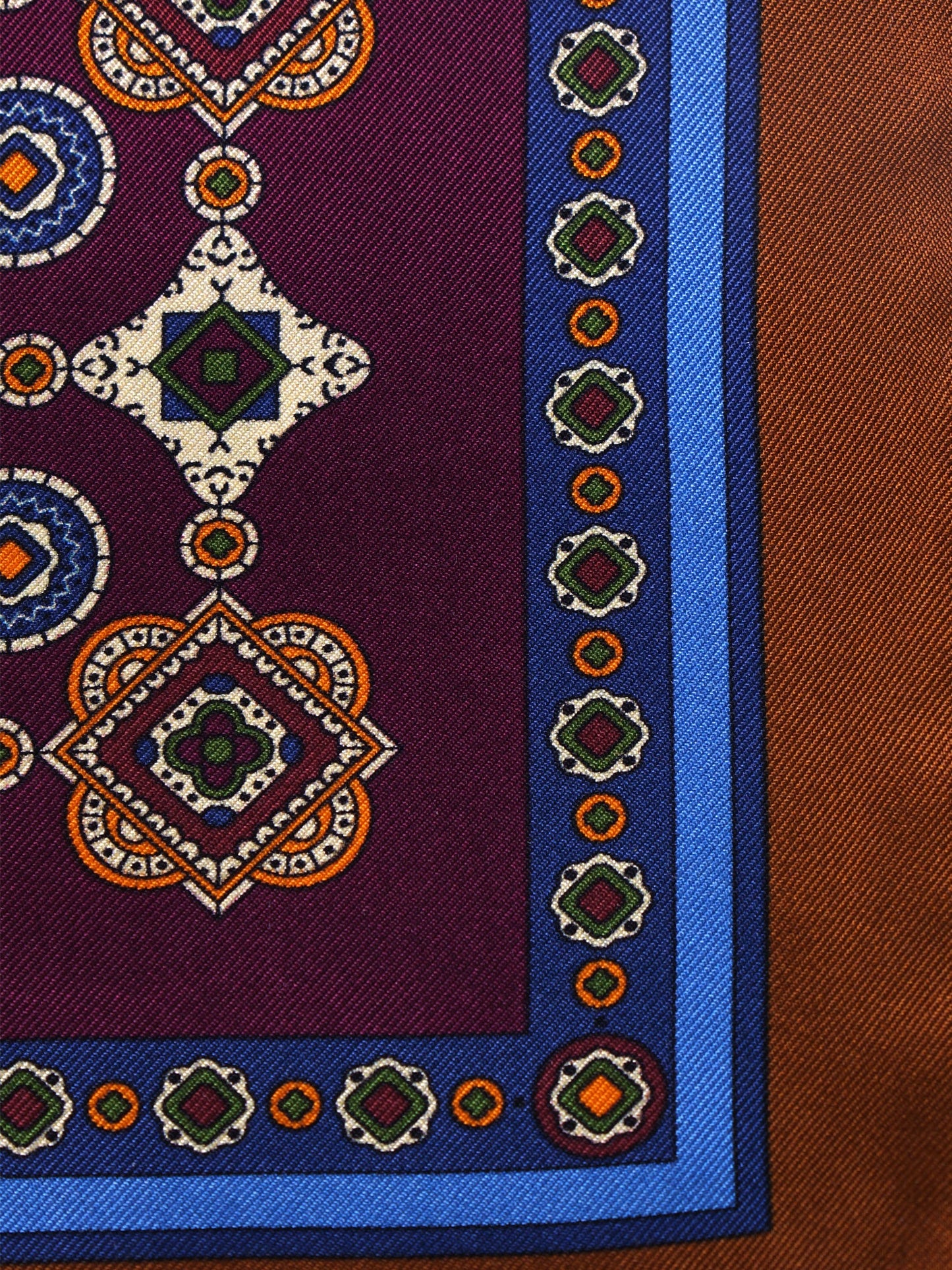 Burgundy Pocket Square in Pure Printed Silk MAFFEI