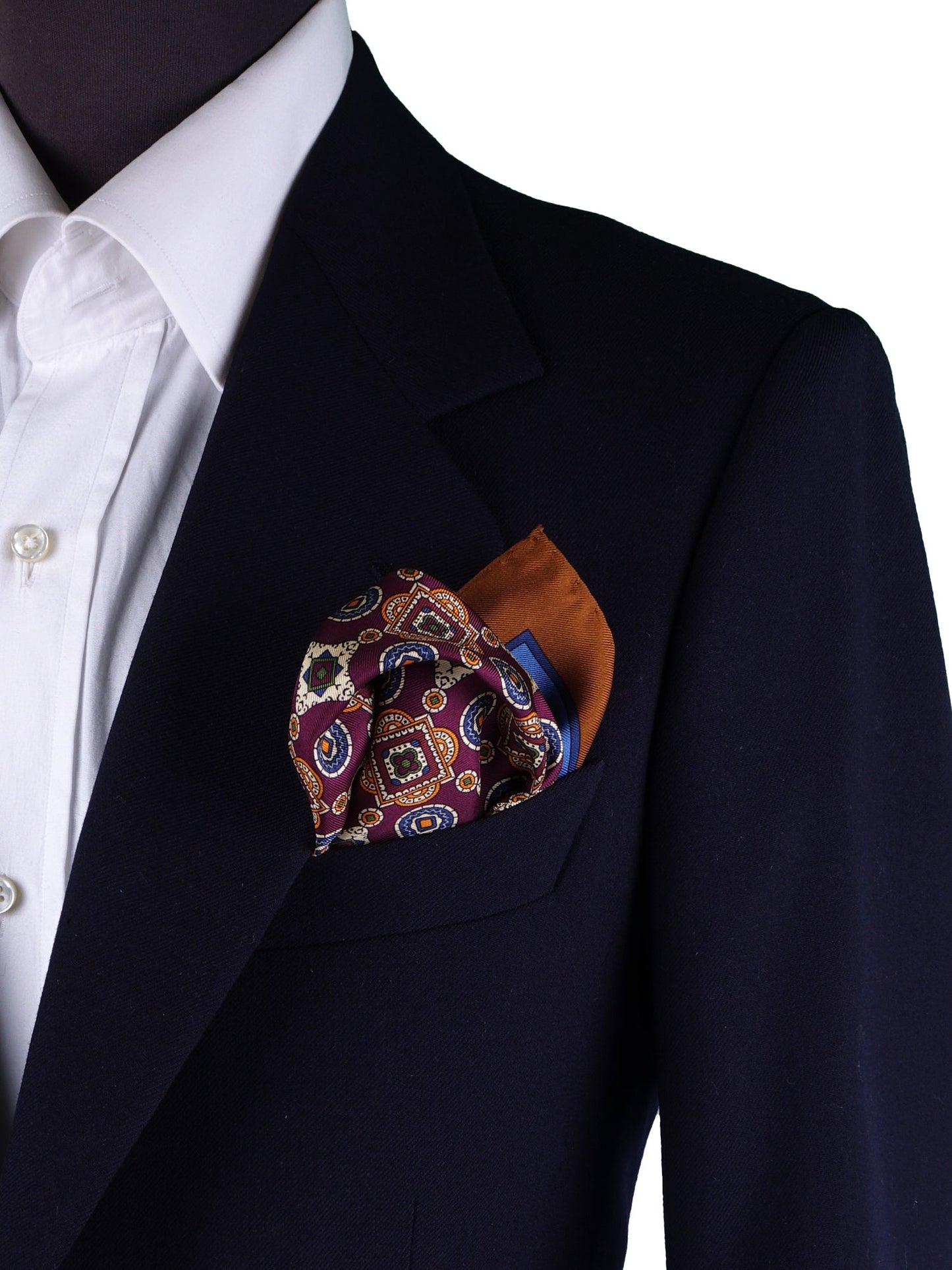 Burgundy Pocket Square in Pure Printed Silk MAFFEI