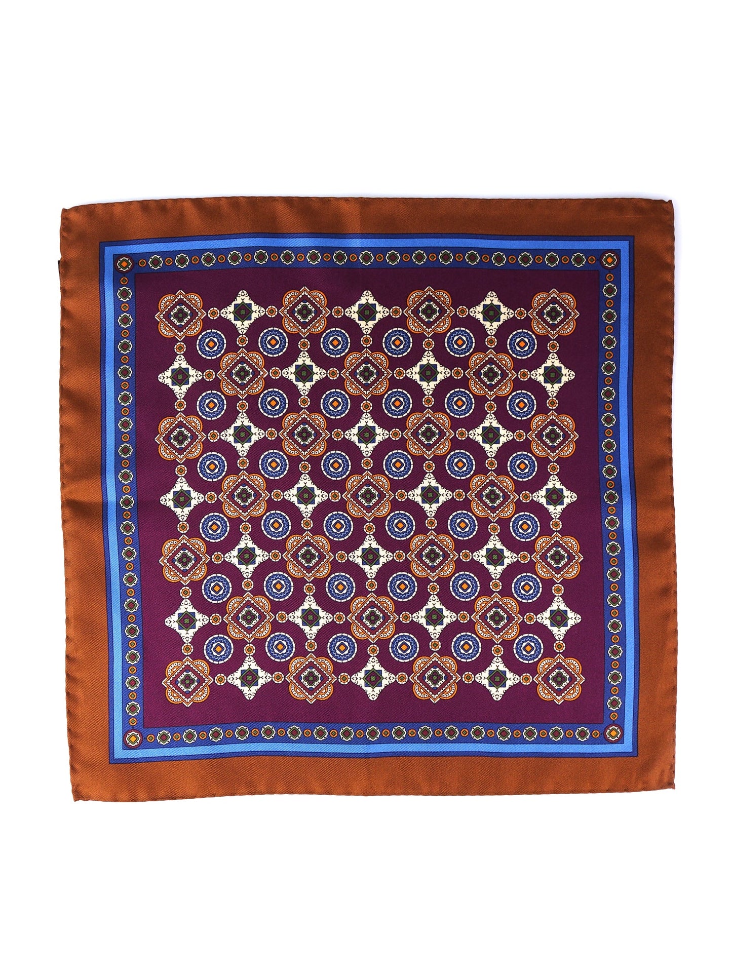 Burgundy Pocket Square in Pure Printed Silk MAFFEI