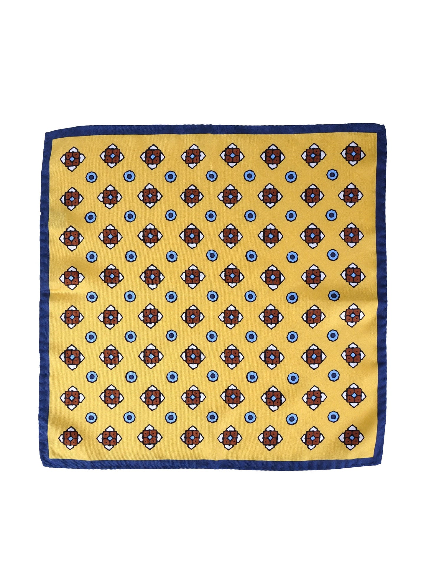 Yellow Pocket Square in Pure Printed Silk ALMA