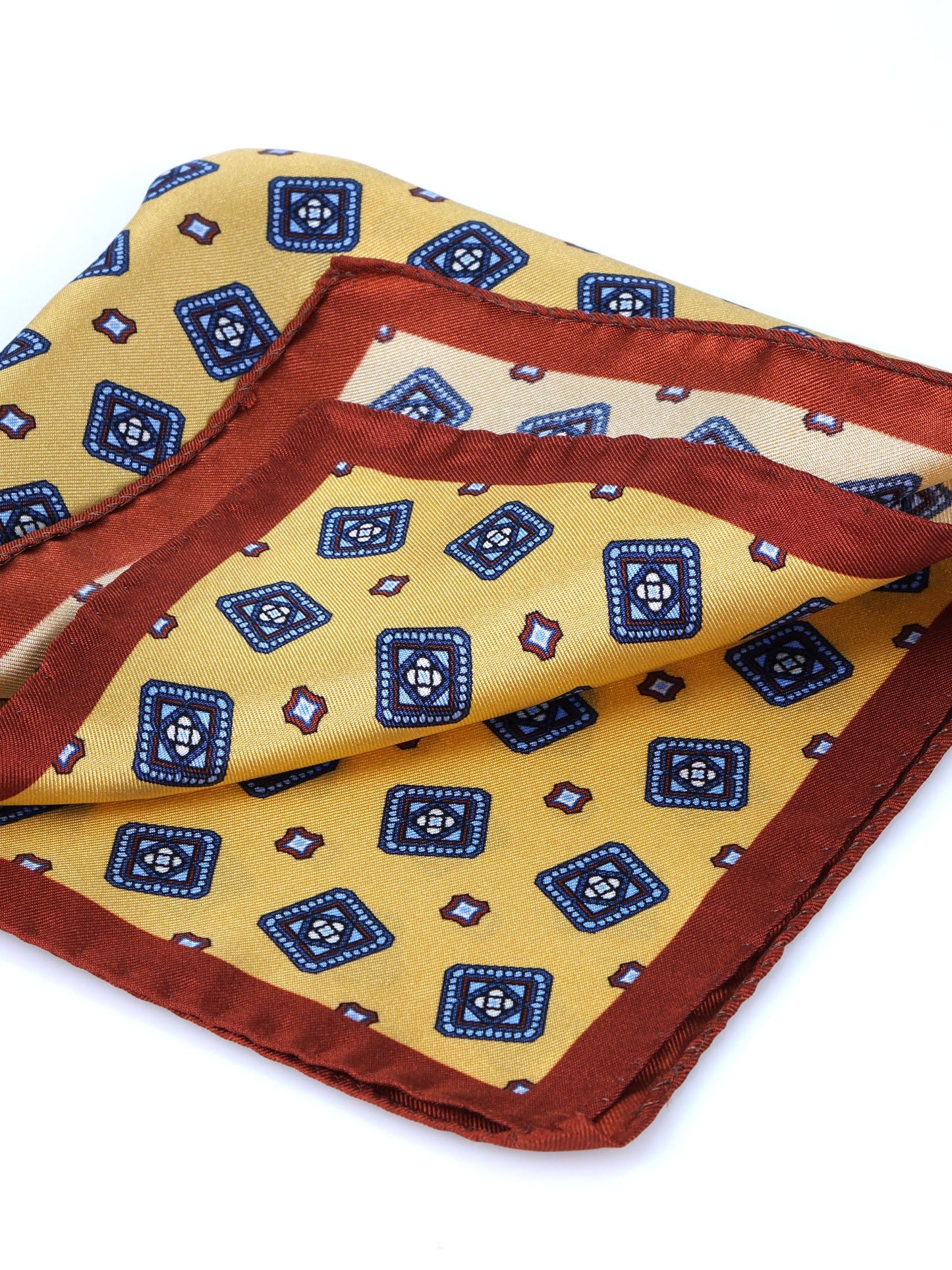Yellow Printed Silk Pocket Square ELIA
