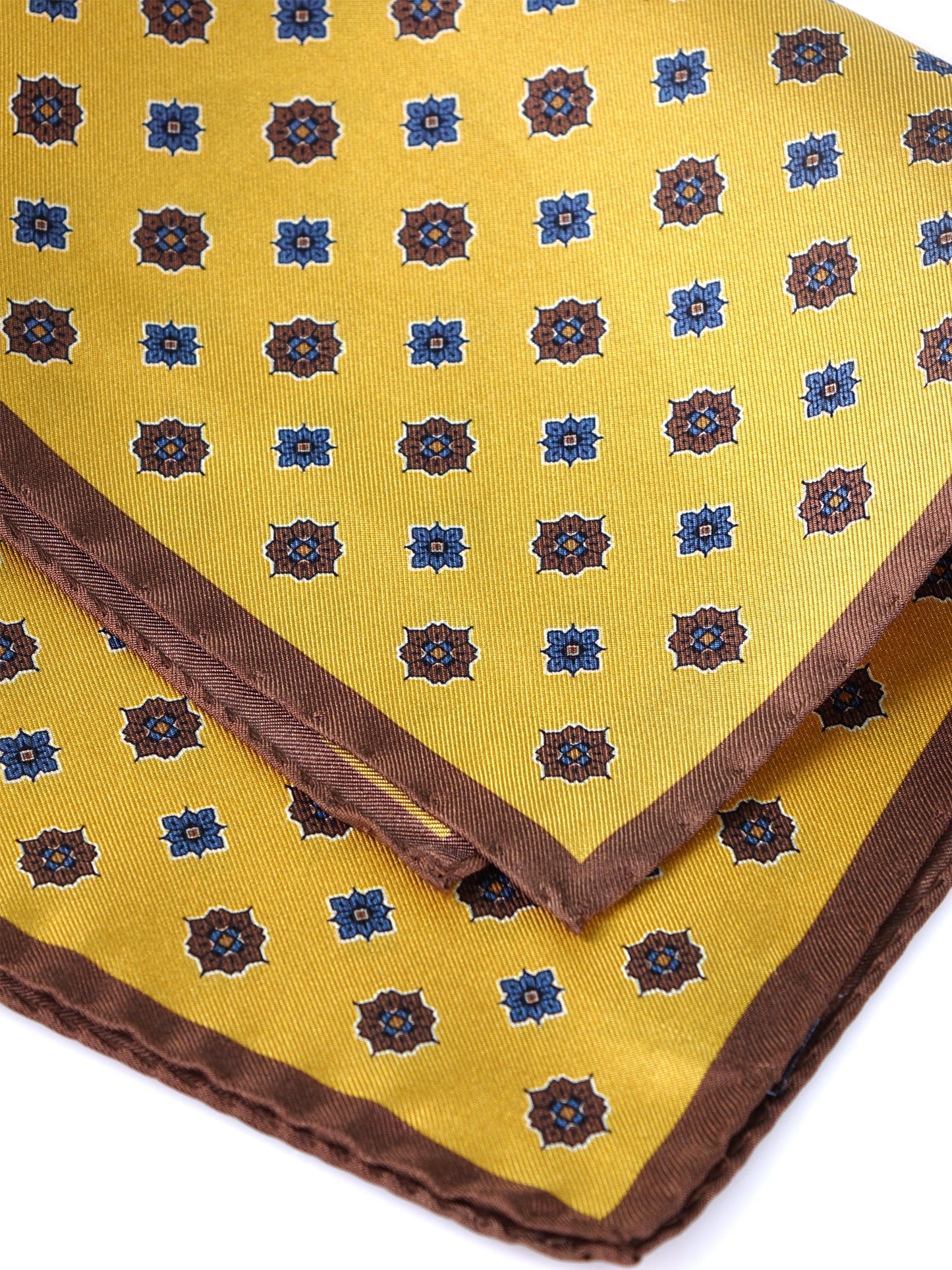Yellow Pocket Square in Pure Printed Silk KARMA