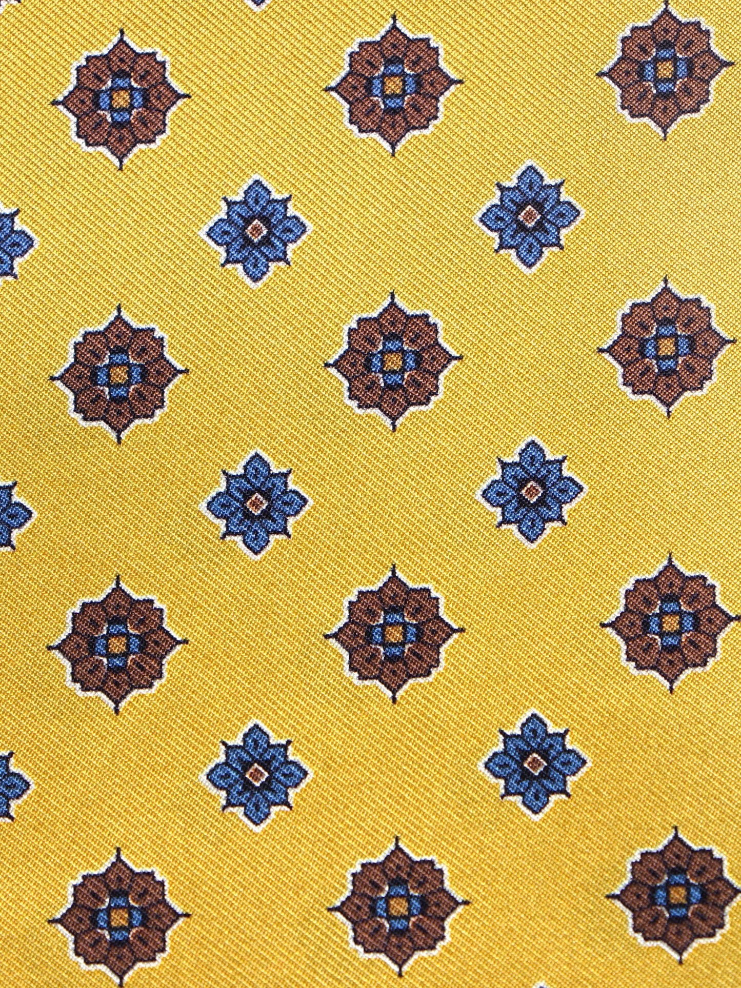 Yellow Pocket Square in Pure Printed Silk KARMA