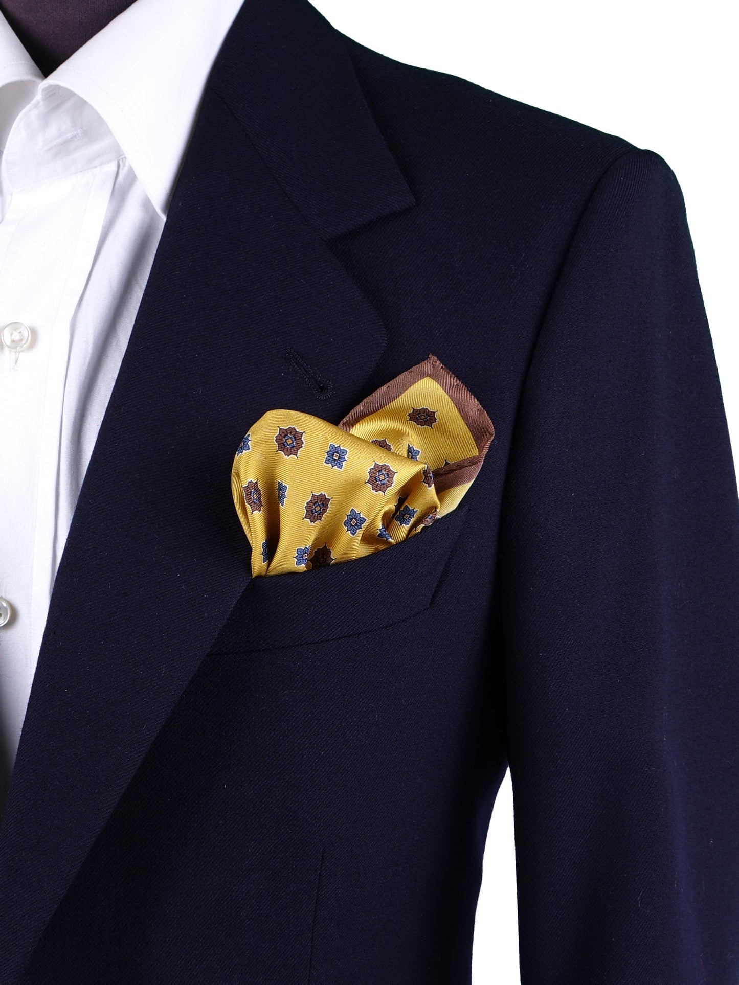 Yellow Pocket Square in Pure Printed Silk KARMA