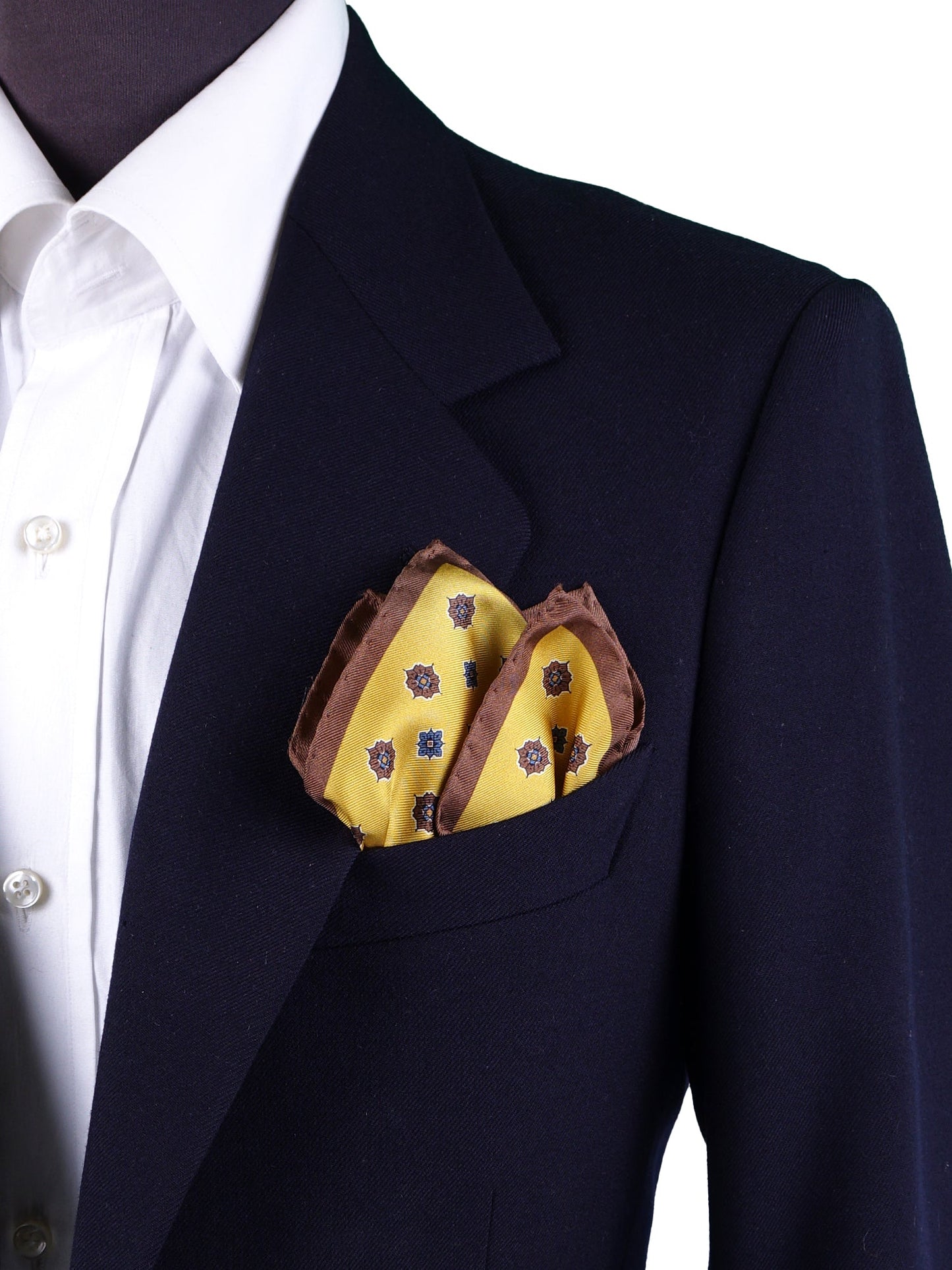 Yellow Pocket Square in Pure Printed Silk KARMA