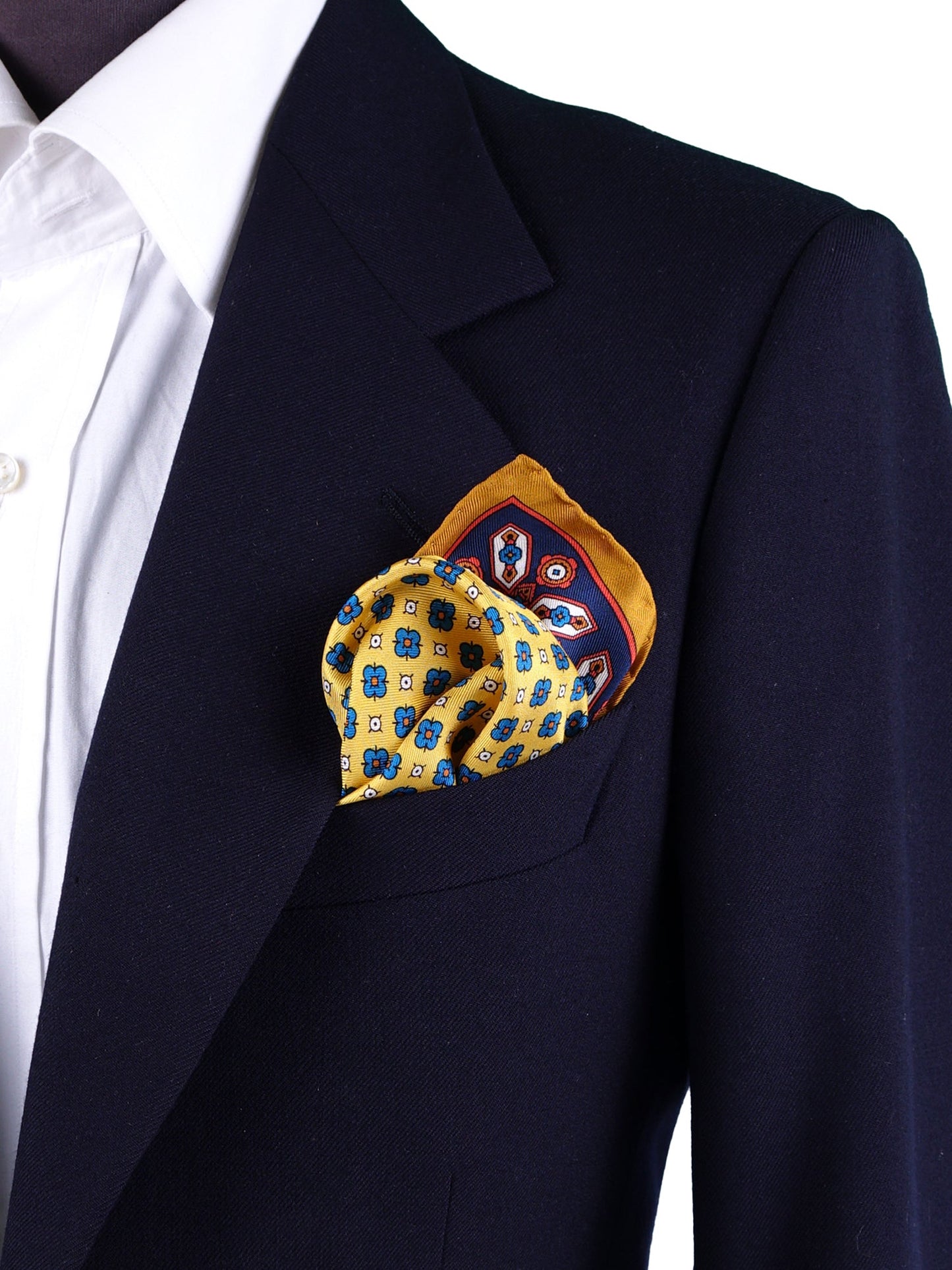 Yellow Pocket Square in Pure Printed Silk ROSARIO