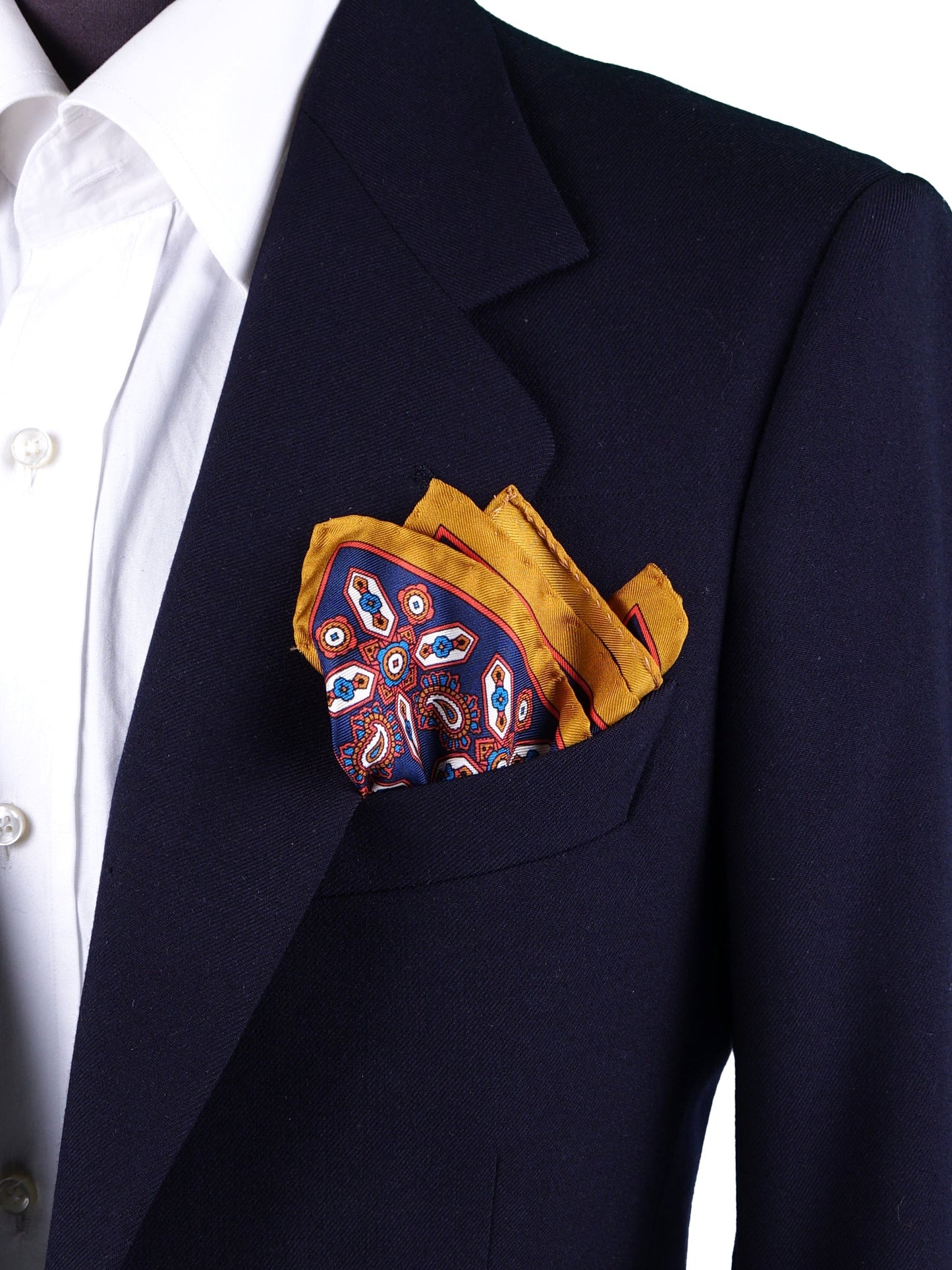 Yellow Pocket Square in Pure Printed Silk ROSARIO