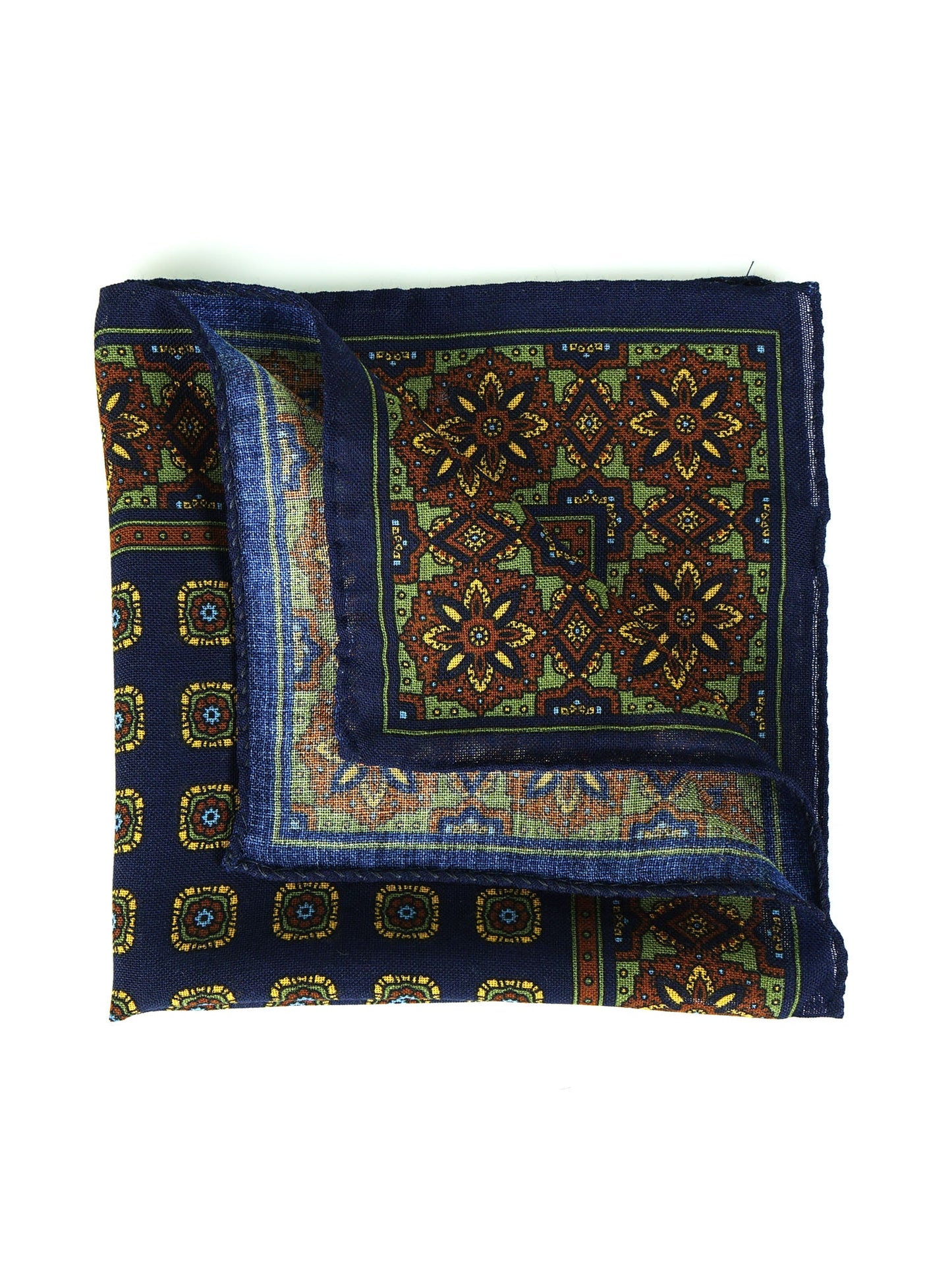 Blue Wool and Cashmere Pocket Square SAMBA