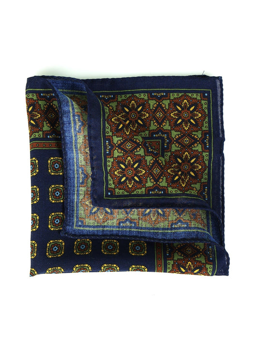 Blue Wool and Cashmere Pocket Square SAMBA