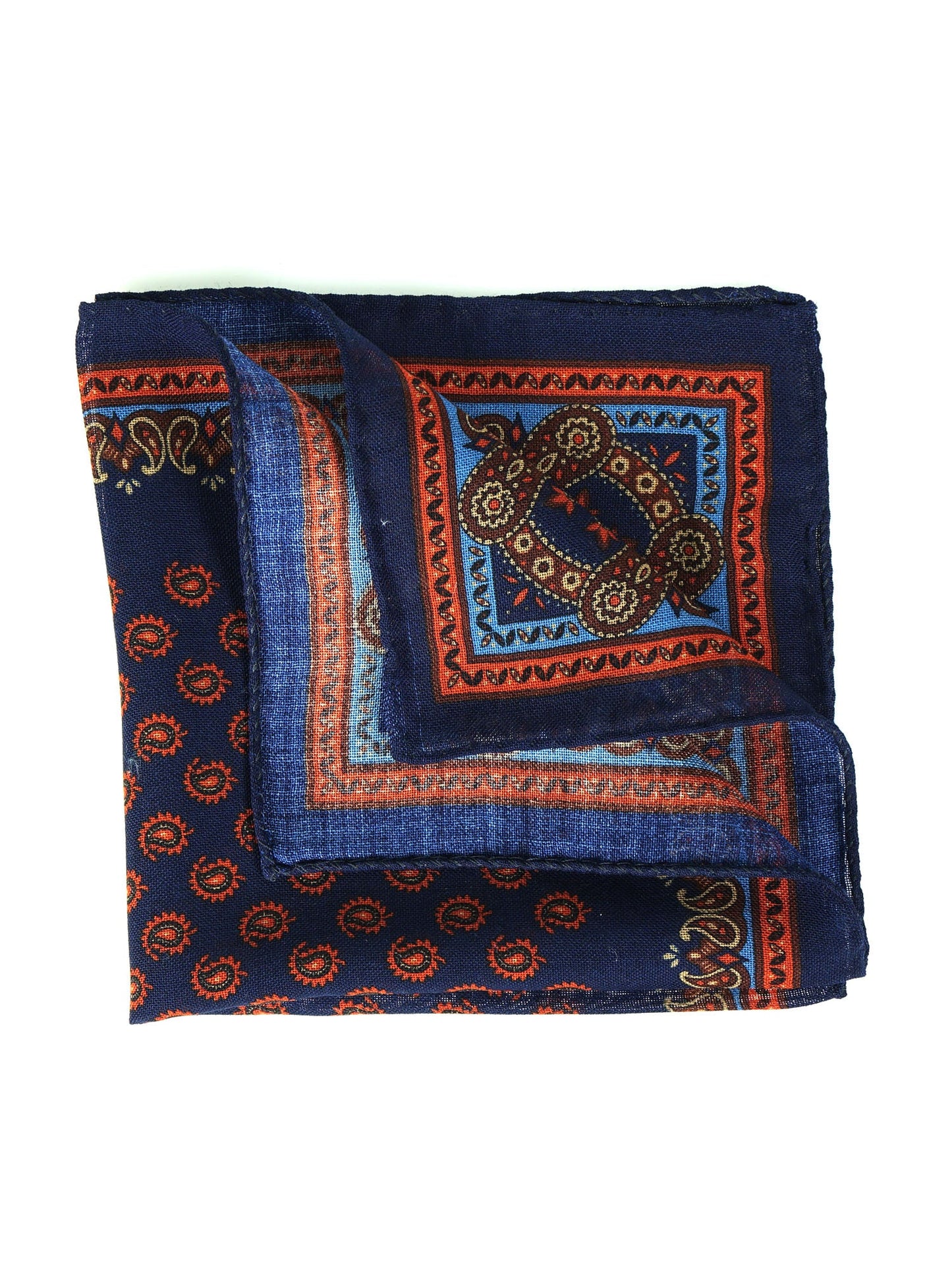 Blue Wool and Cashmere Pocket Square PABLITO