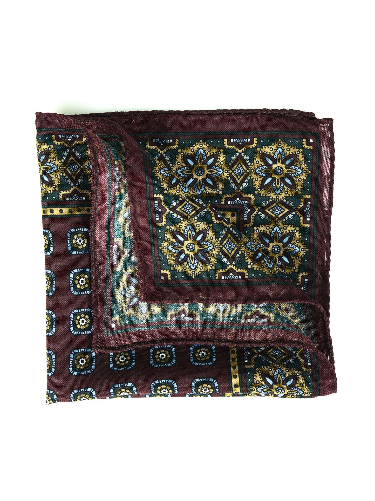 Bordeaux Wool and Cashmere Pocket Square SAMBA