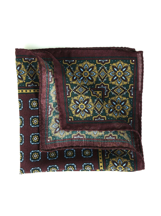 Bordeaux Wool and Cashmere Pocket Square SAMBA