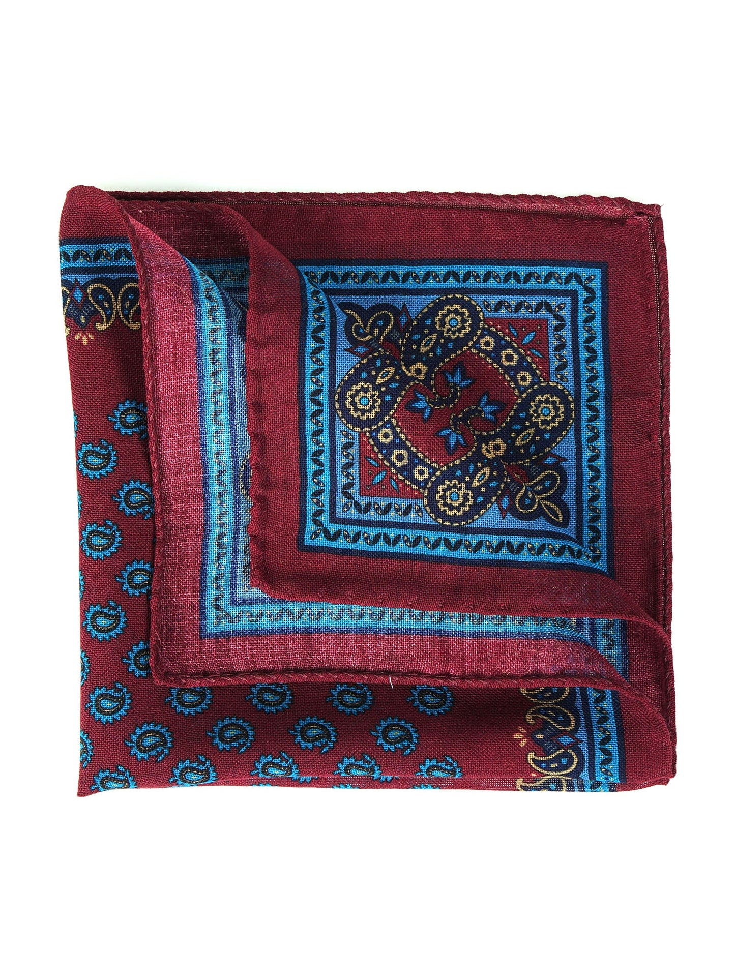 Bordeaux Wool and Cashmere Pocket Square PABLITO