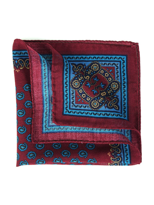 Bordeaux Wool and Cashmere Pocket Square PABLITO