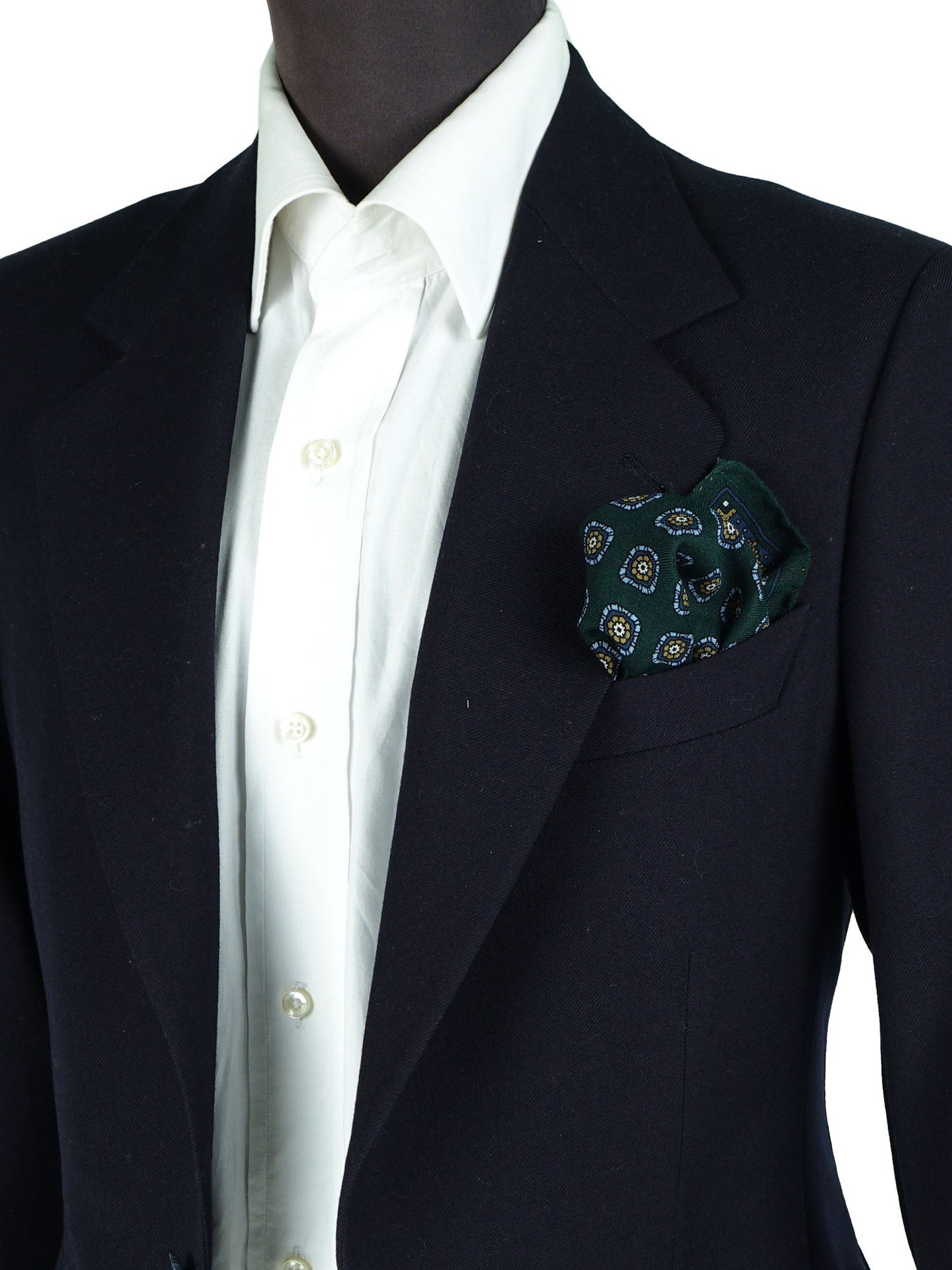 Green Wool and Cashmere Pocket Square SAMBA