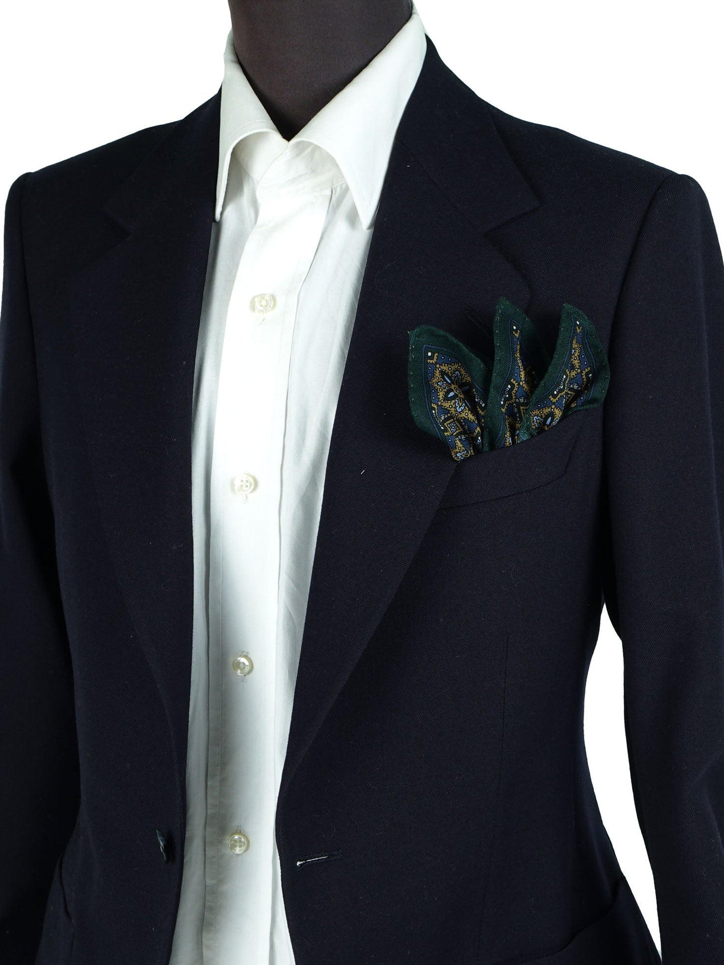 Green Wool and Cashmere Pocket Square SAMBA