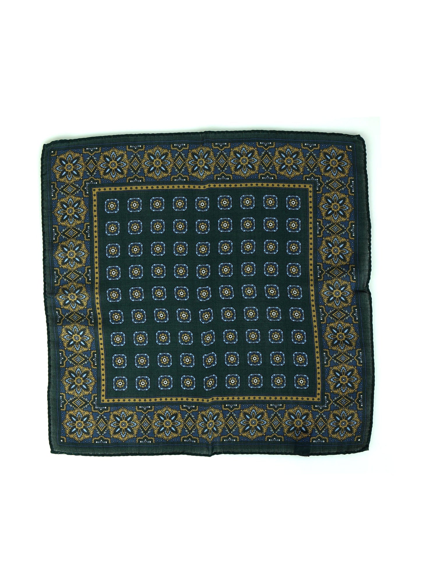 Green Wool and Cashmere Pocket Square SAMBA