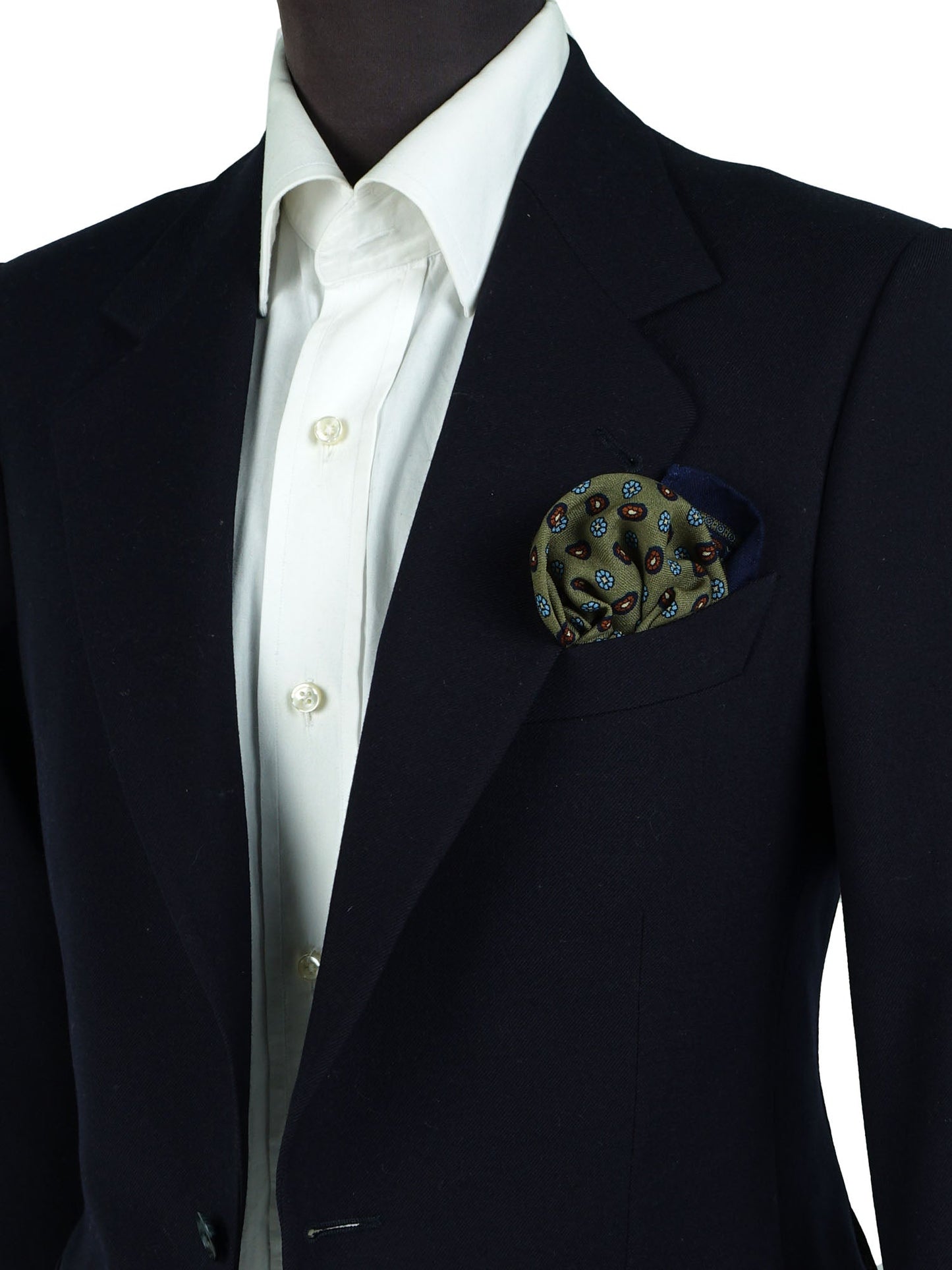Green Wool and Cashmere Pocket Square NICOLA